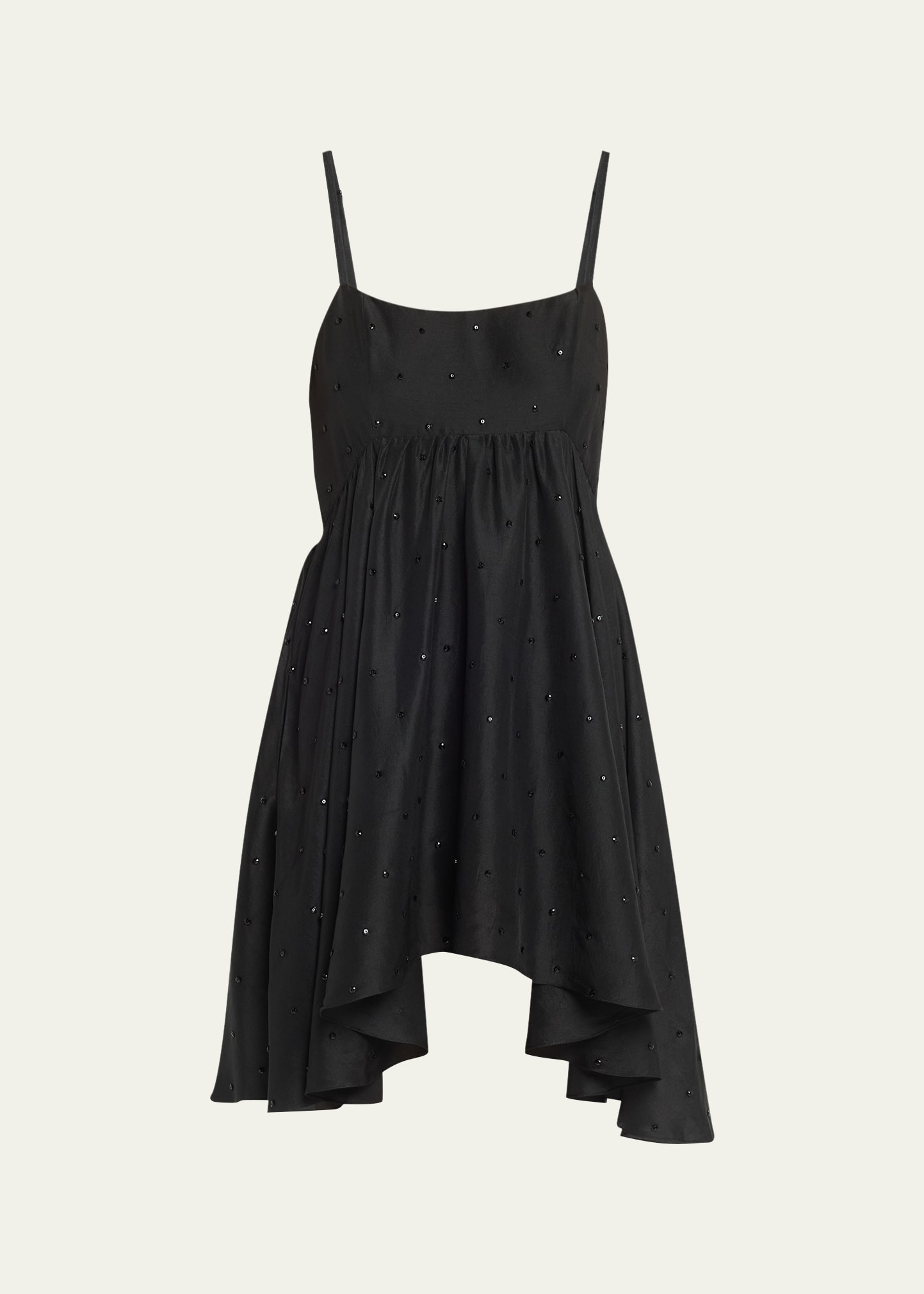 Azeeza Rachel Spaghetti-strap Silk Empire Mini Dress In Black/black