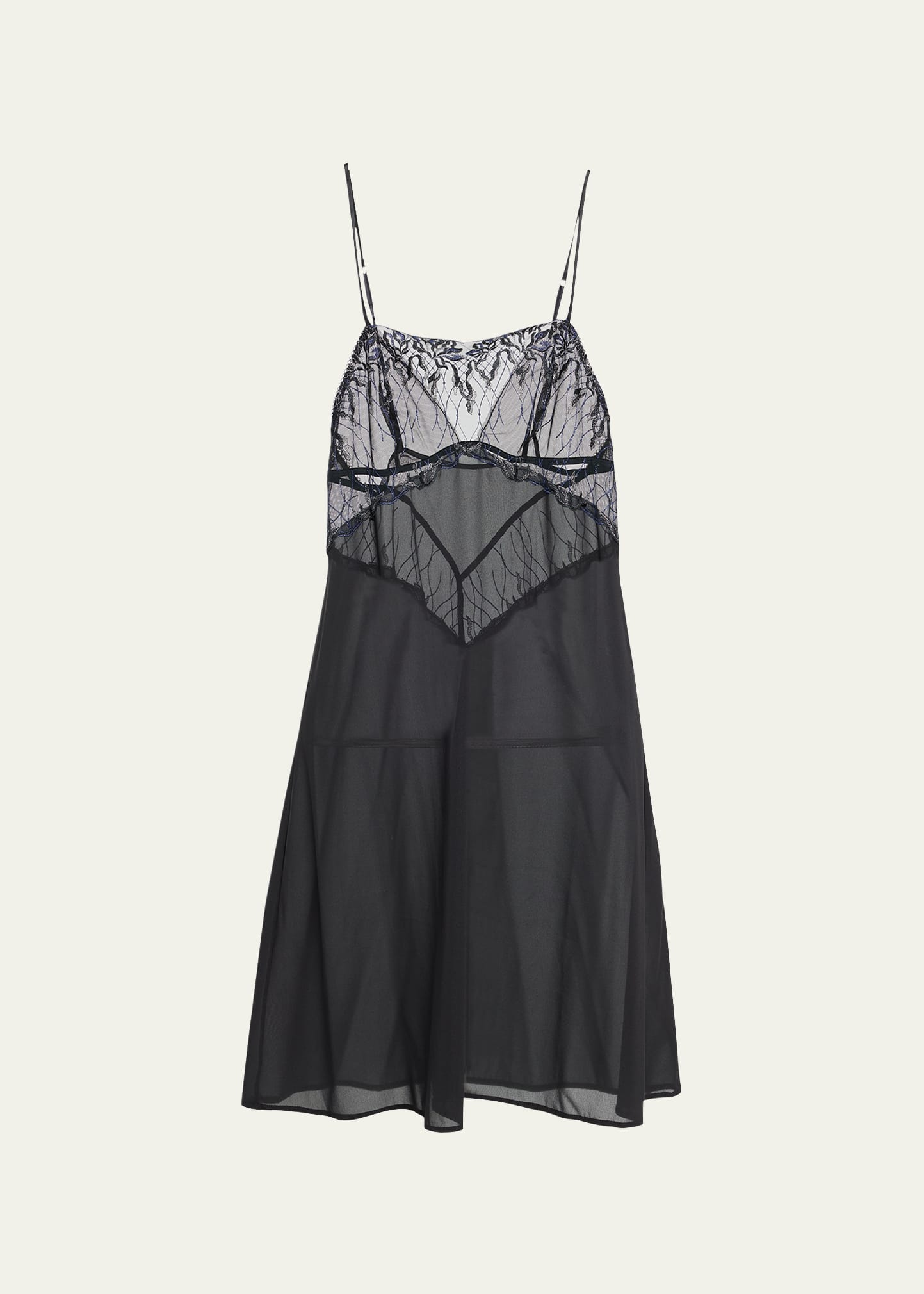 Embroidered Silk Chiffon Babydoll