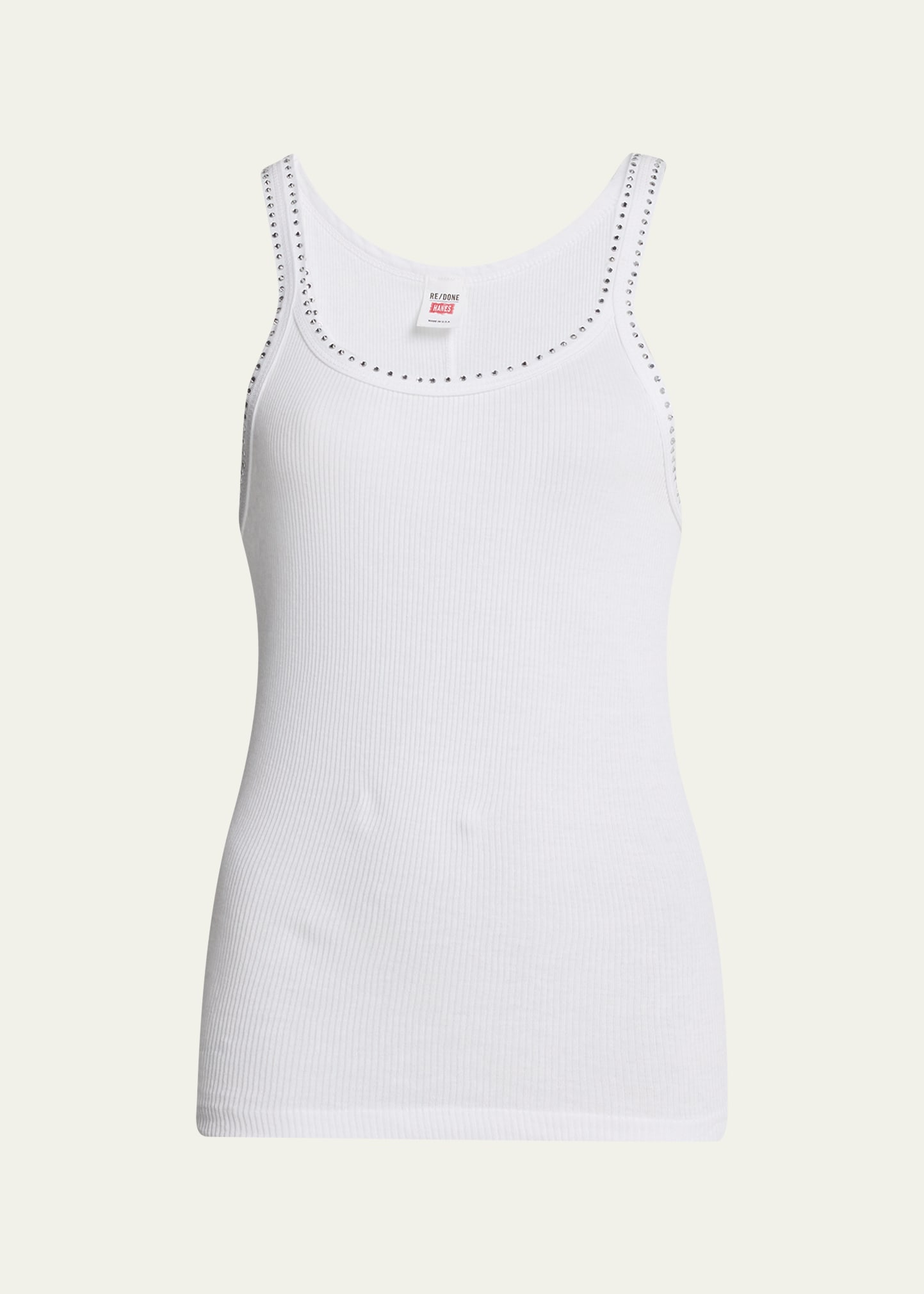 RE/DONE RIBBED SCOOP-NECK TANK TOP