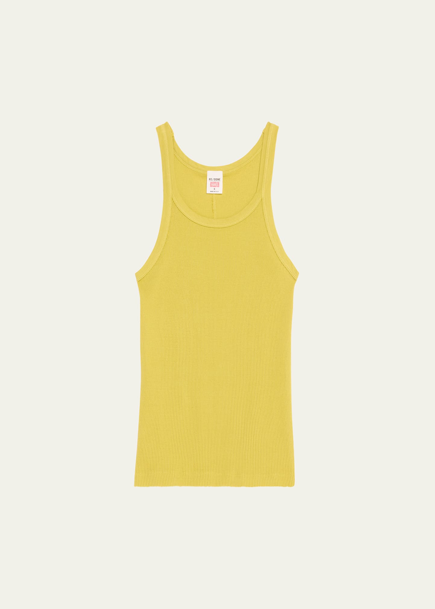 Re/done Ribbed Scoop-neck Tank Top In Pistachio