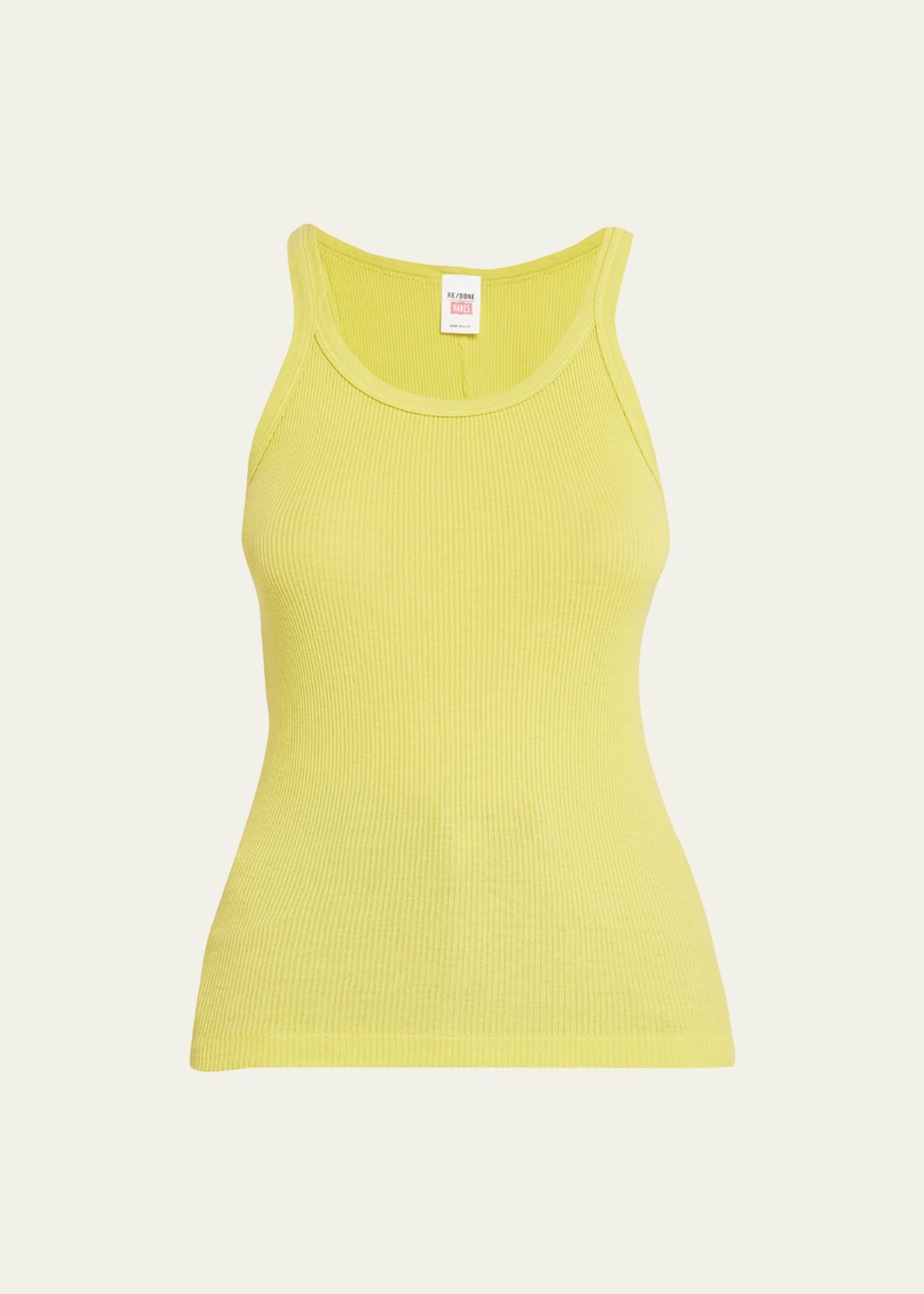 Re/done Fine-rib Cotton Tank Top In Lime