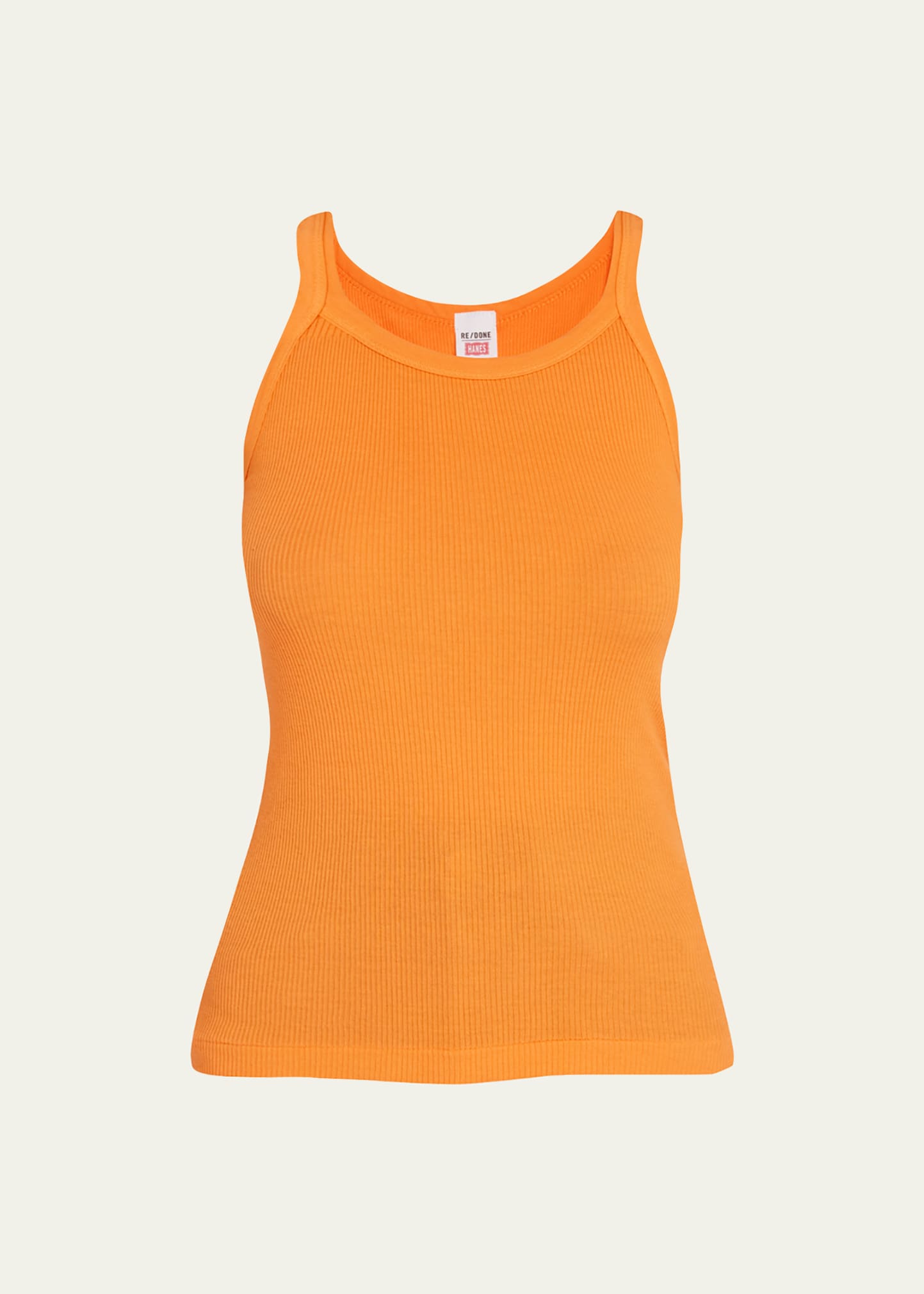 Re/done Ribbed Tank Bodysuit In Orange