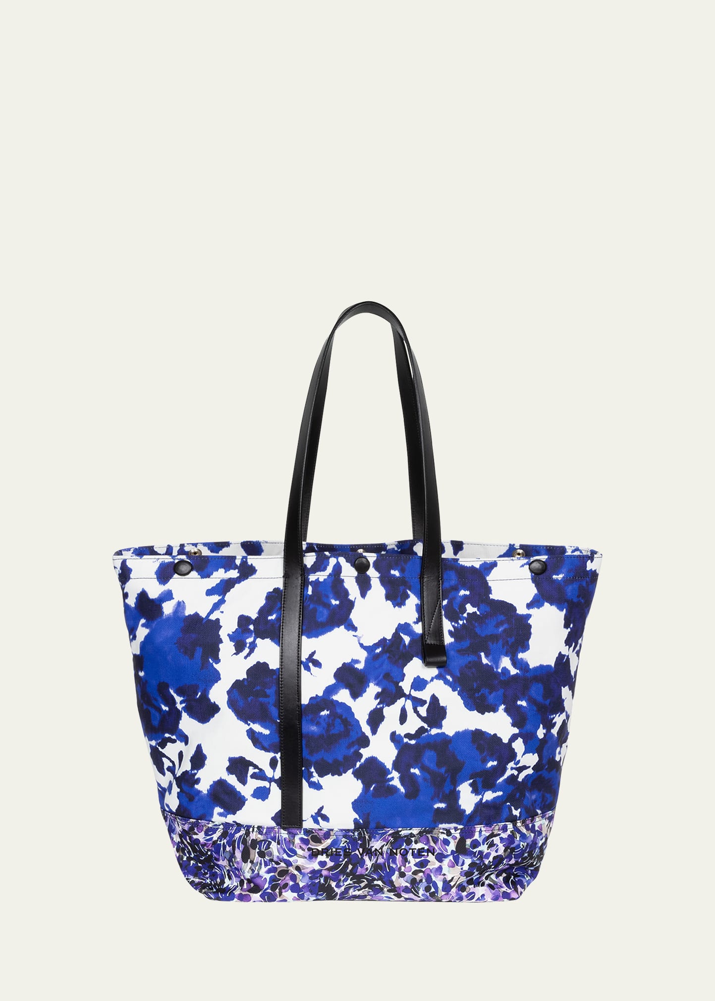 Dries Van Noten Floral Canvas Shopper Tote Bag In 509 Navy | ModeSens