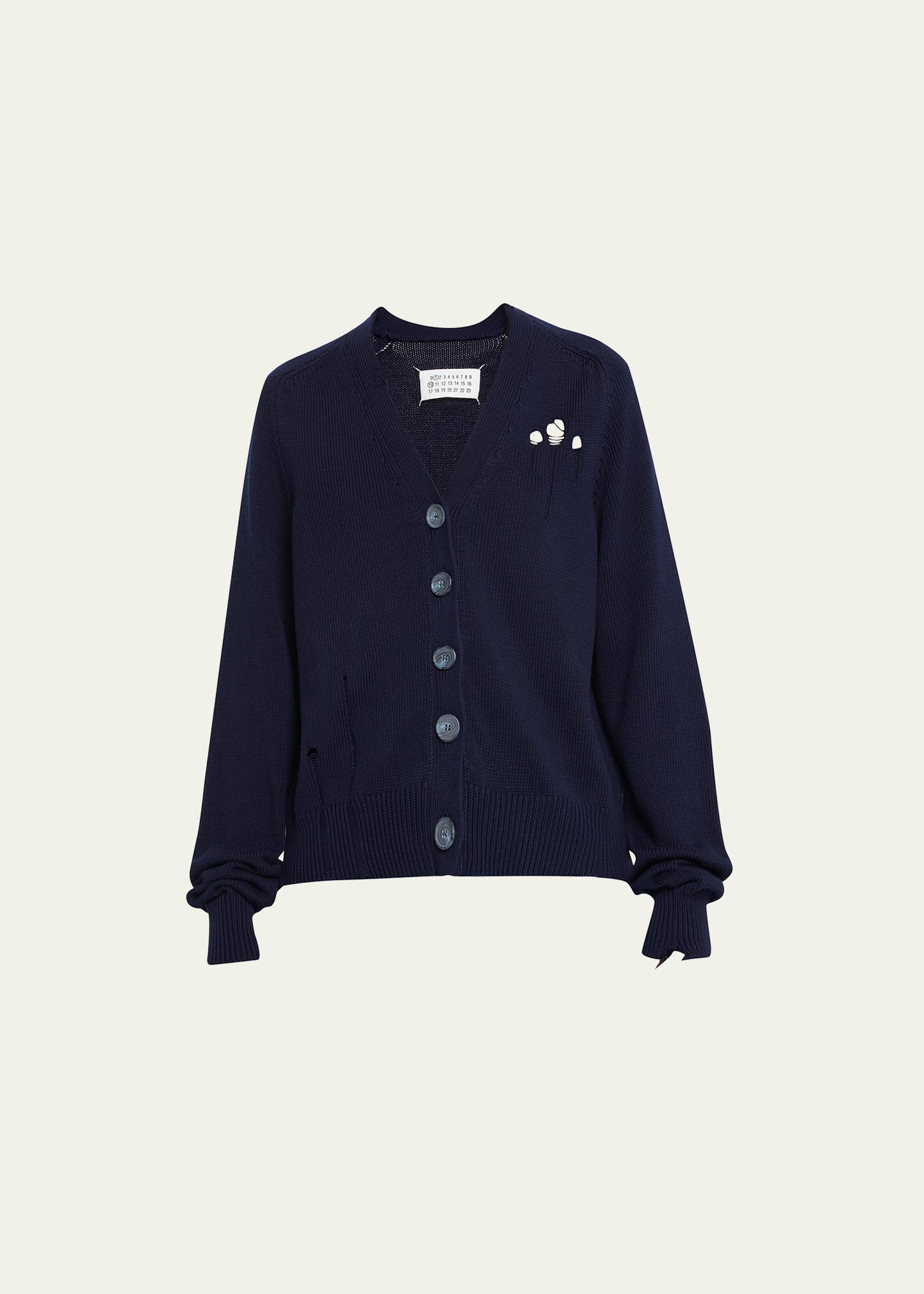 Maison Margiela Distressed Button-down Cardigan In Blue