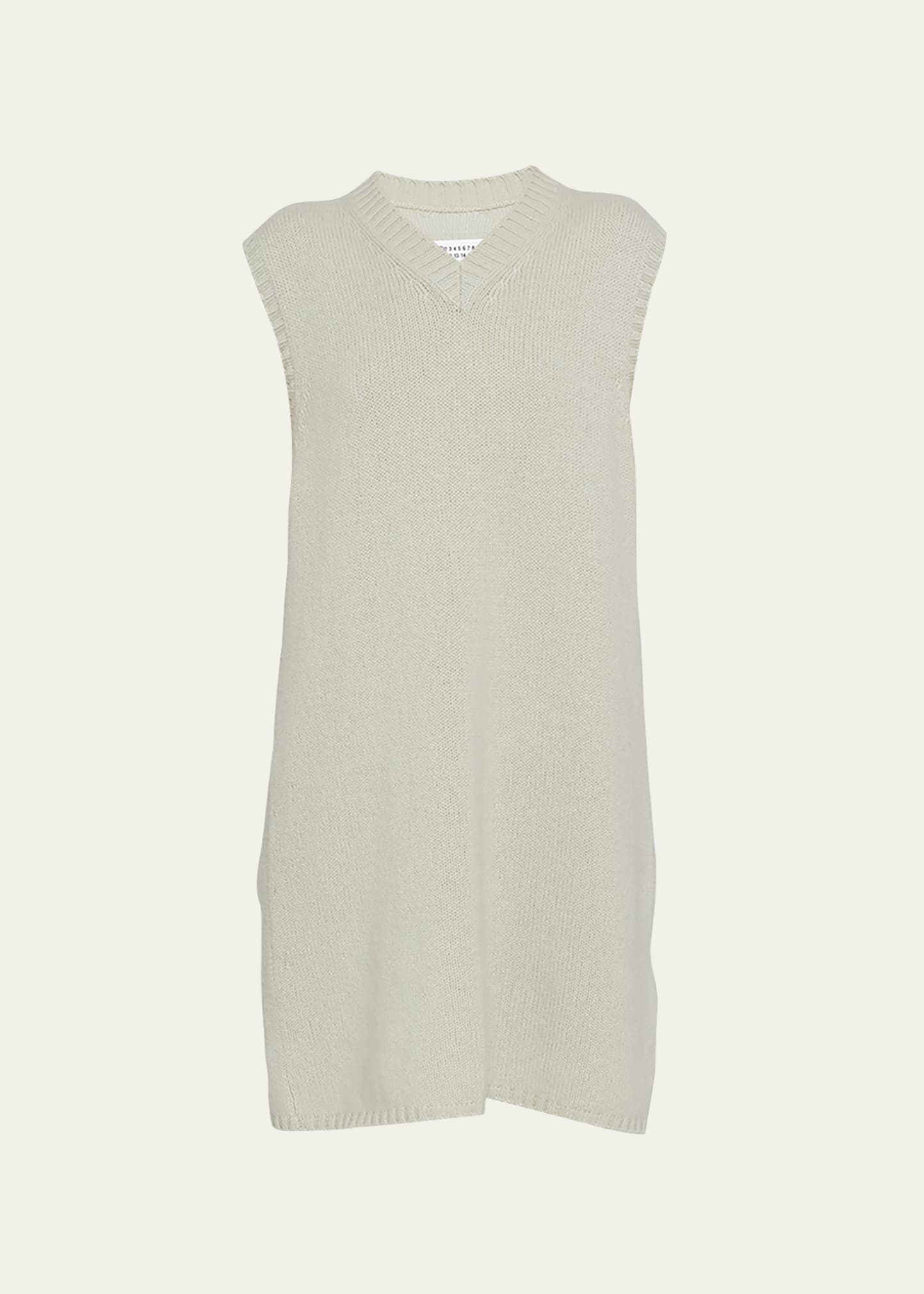 Maison Margiela Wool Knit Sweater Dress In Lightgrey