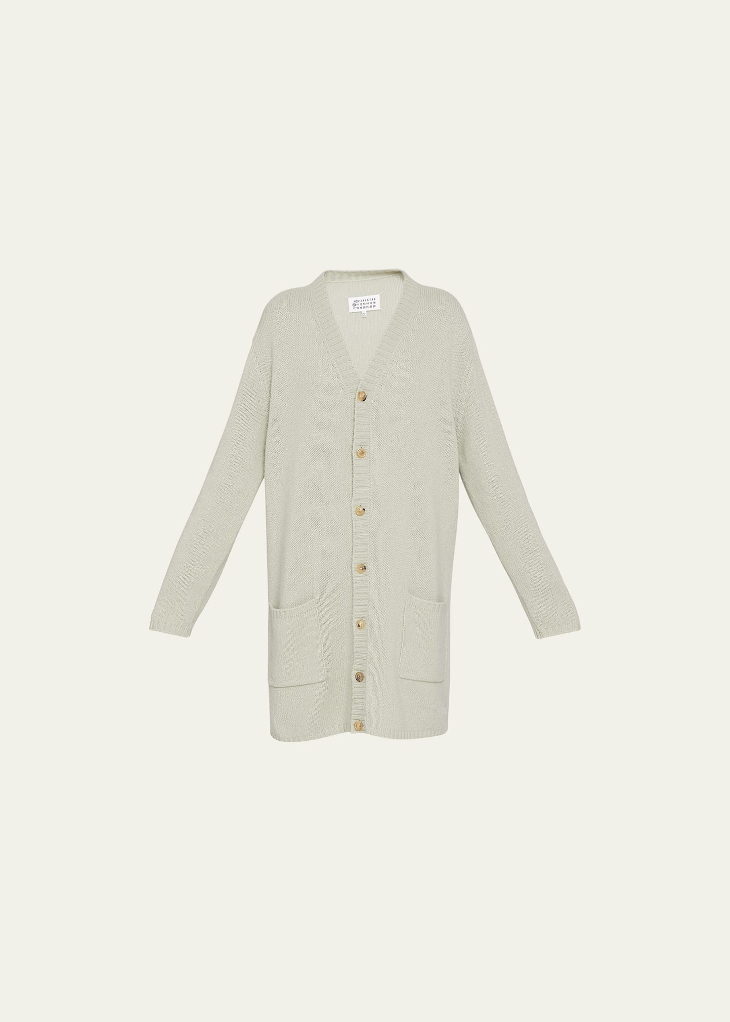 Maison Margiela Long Button-down Wool Cardigan In Lightgrey