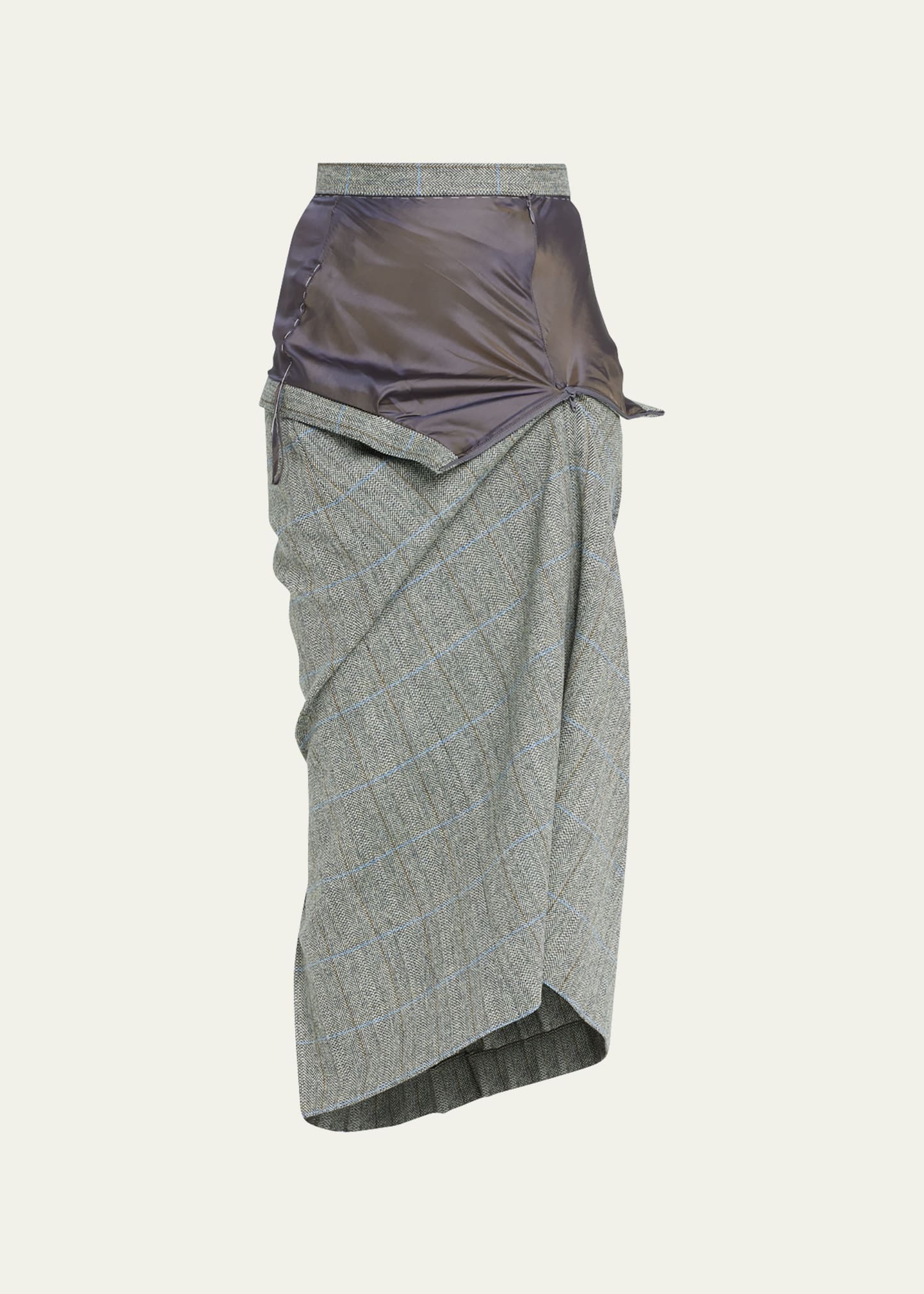 Front Drop Gathered Midi Skirt