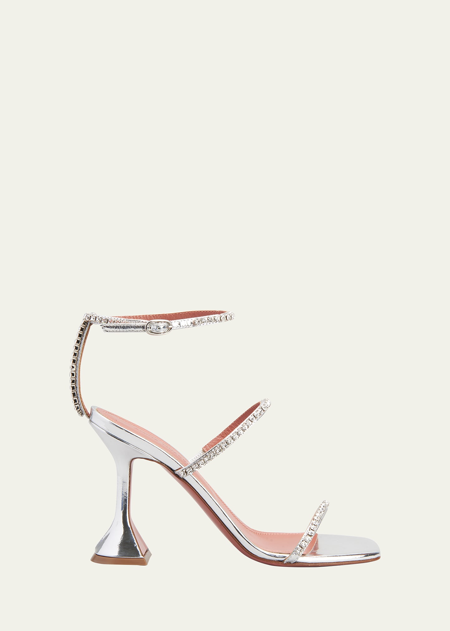 Amina Muaddi Gilda Crystal-embellished Sandals In Mirrored Silver W