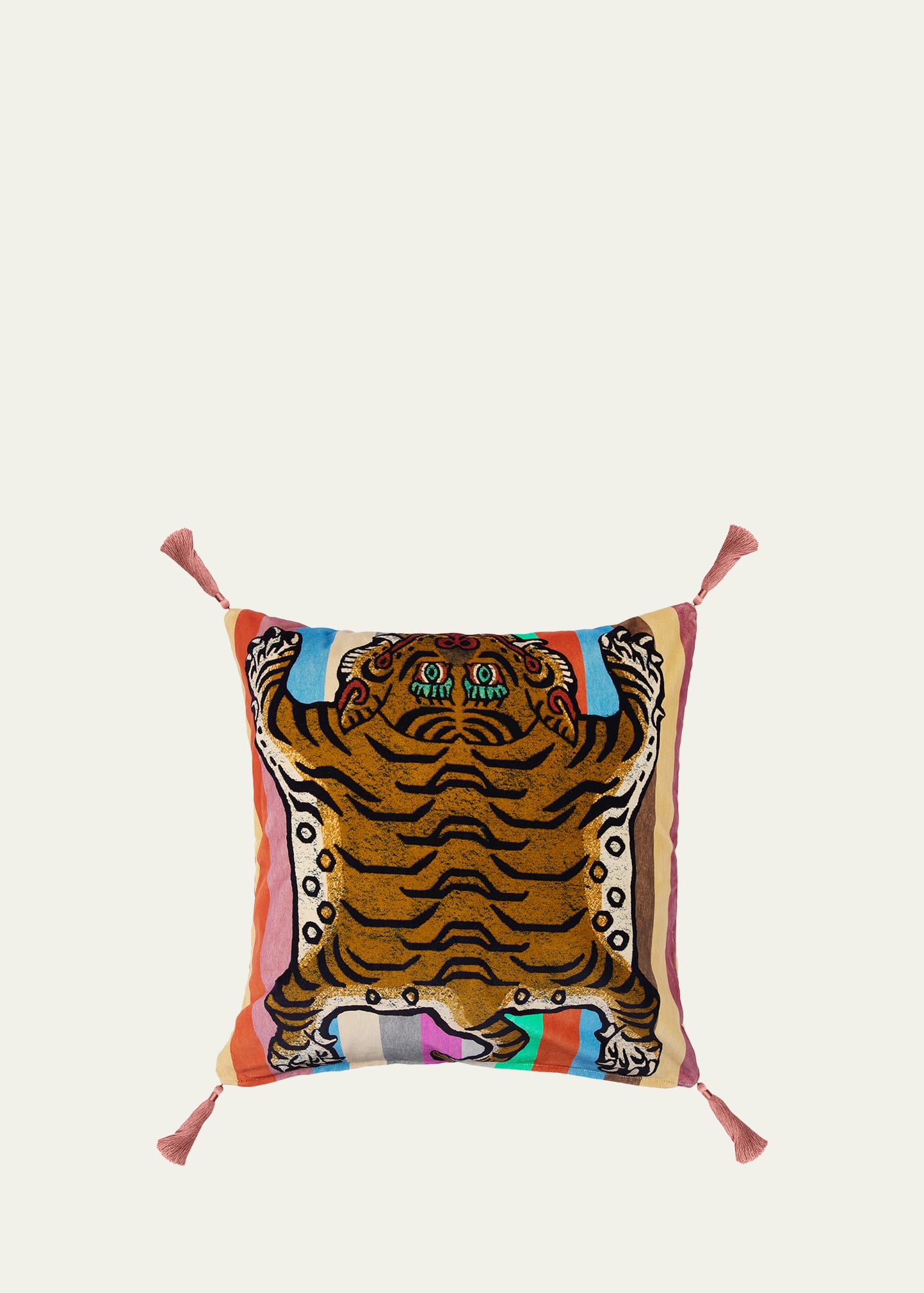 House Of Hackney Iridis Stripe Saber Tassel Velvet Cushion