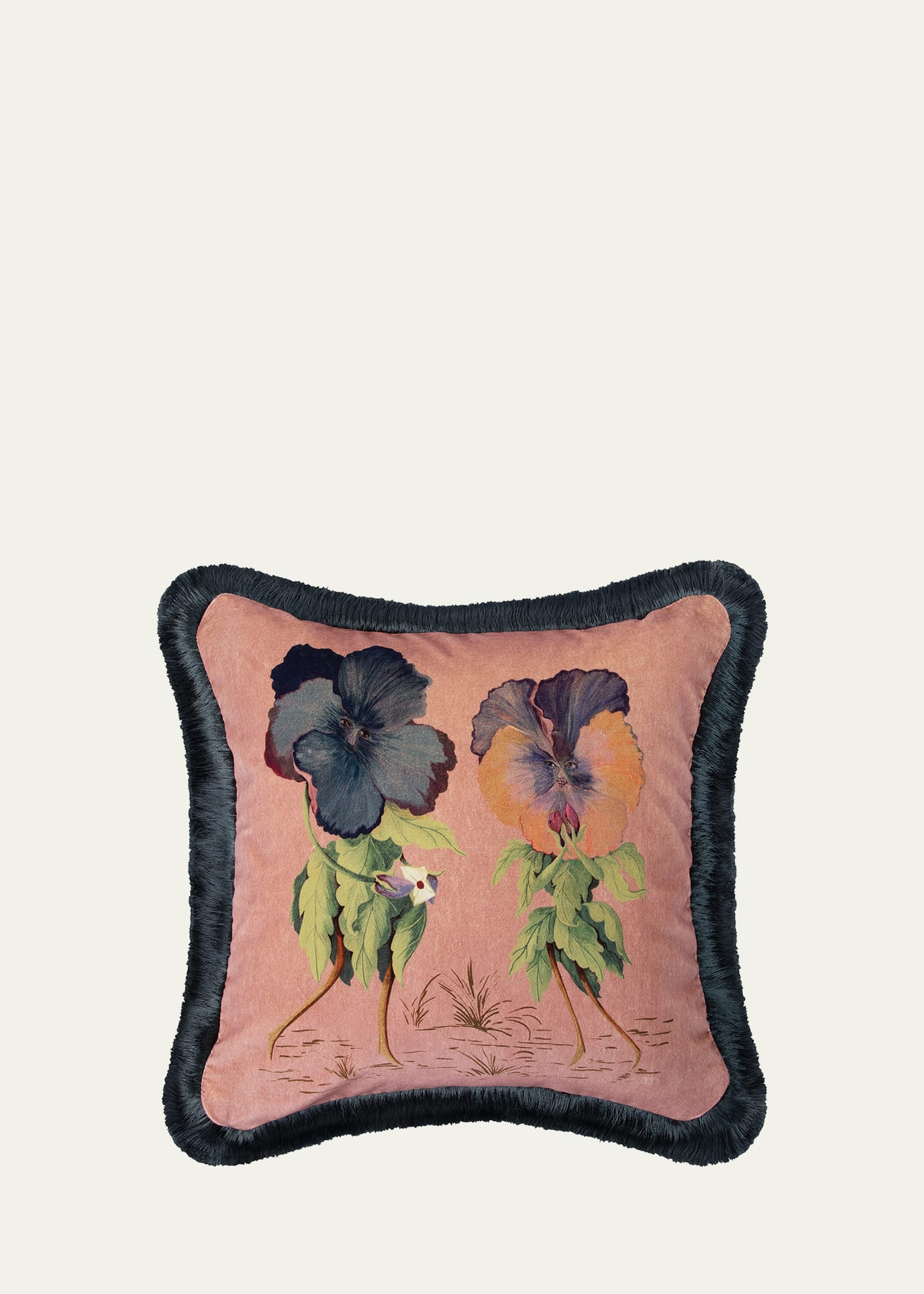 House Of Hackney Plant Lovers Medium Fringe Velvet Cushion