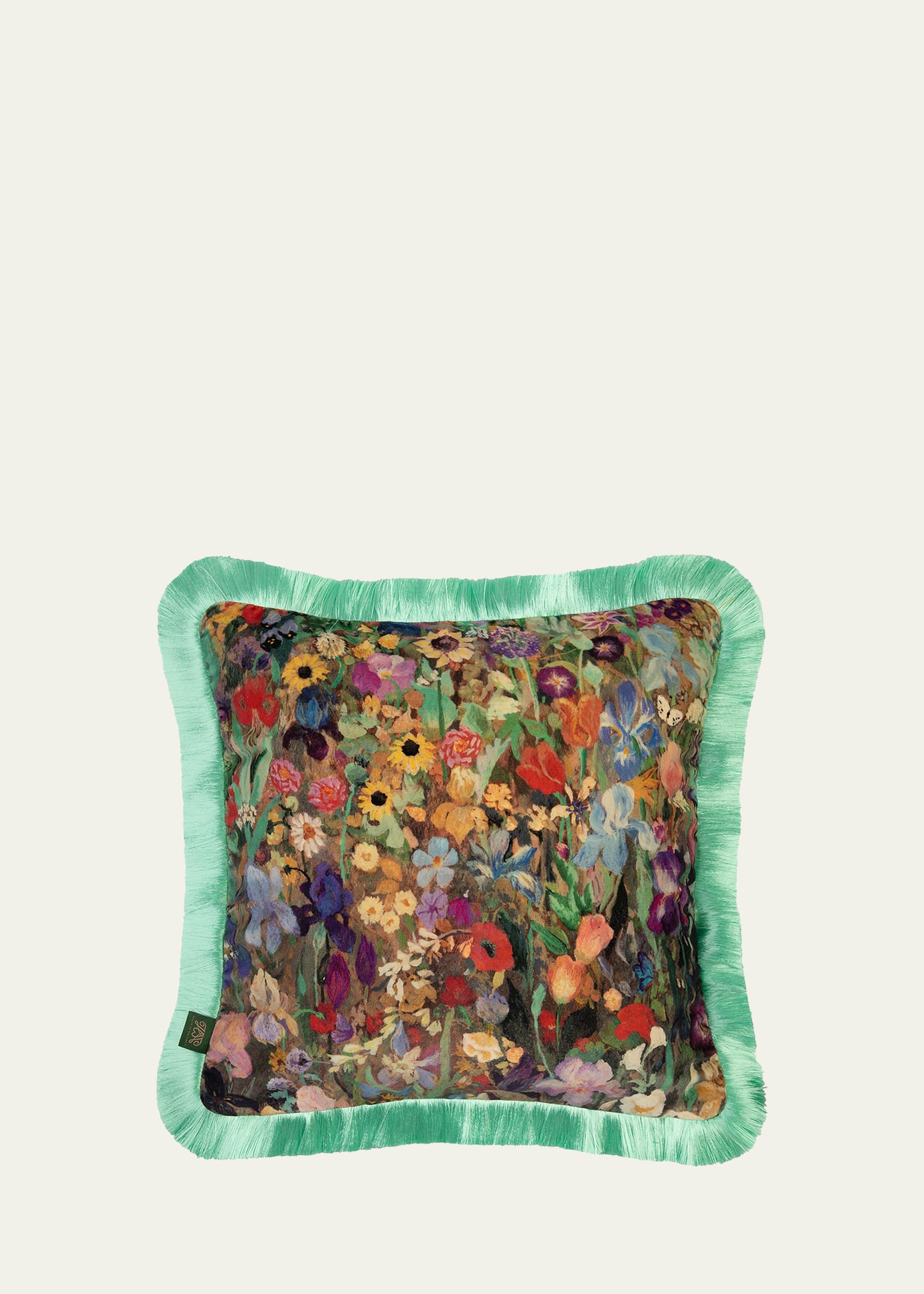 House Of Hackney Floribunda Medium Fringed Velvet Cushion