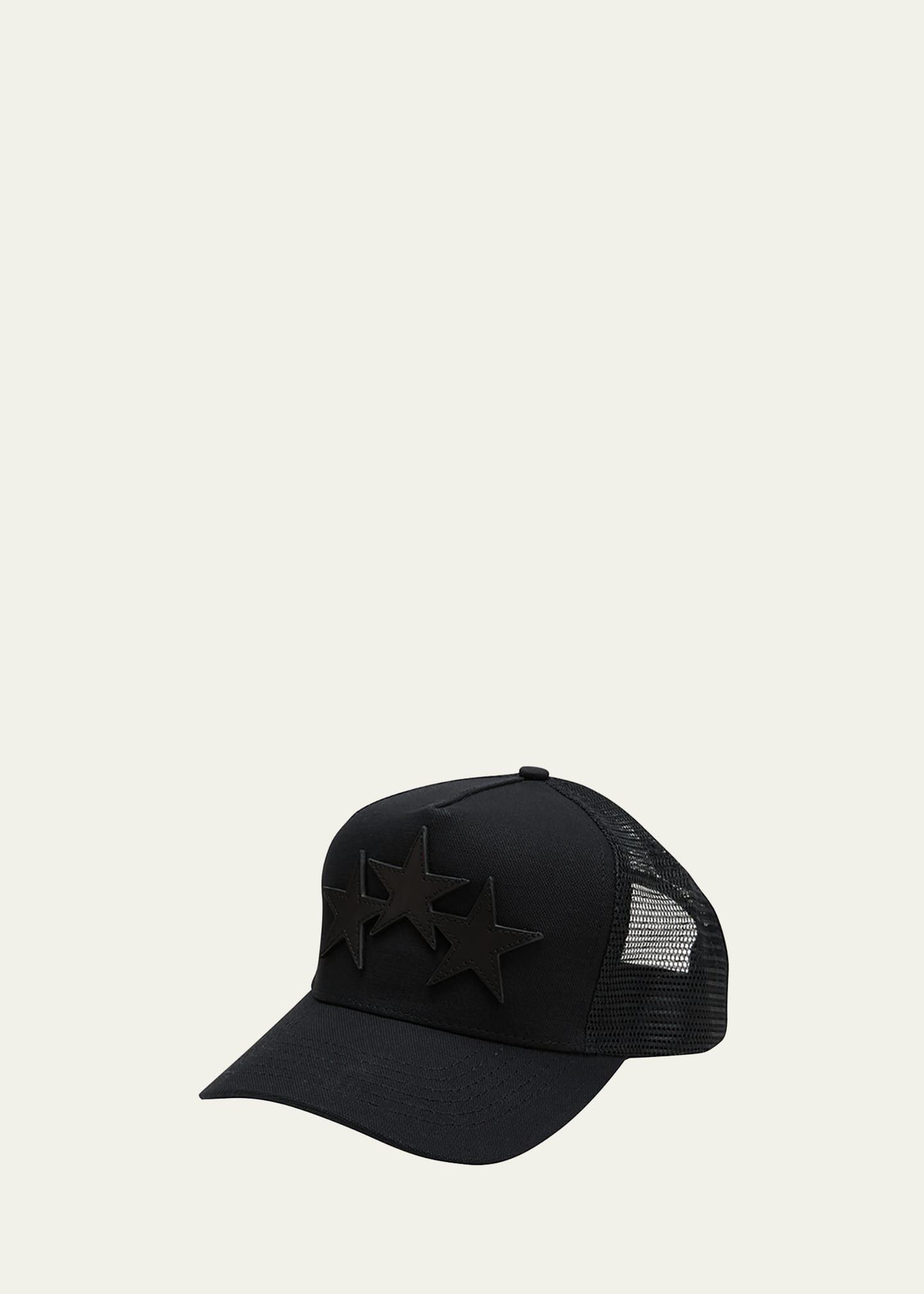 AMIRI‼️ THREE STAR 3 STAR TRUCKER HAT - BLACK BLACK | Parallel