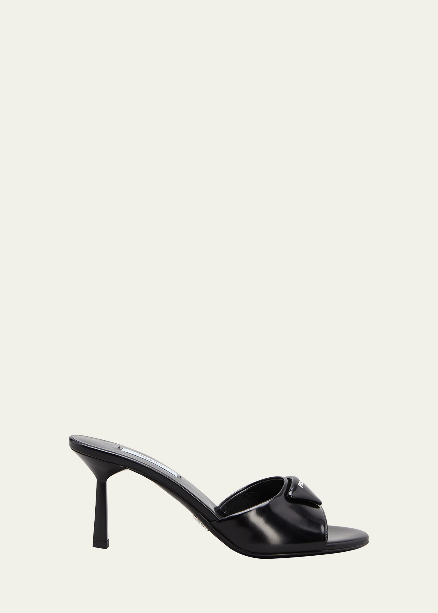 Shop Prada Leather Logo Mule Sandals In Nero