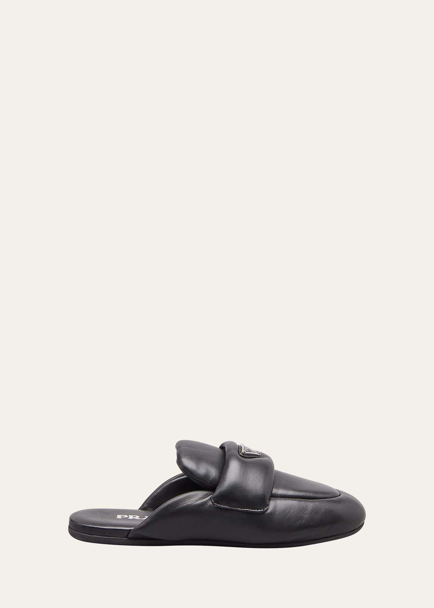 Prada Soft Sabots Aus Gepolstertem Nappa-leder In Nero