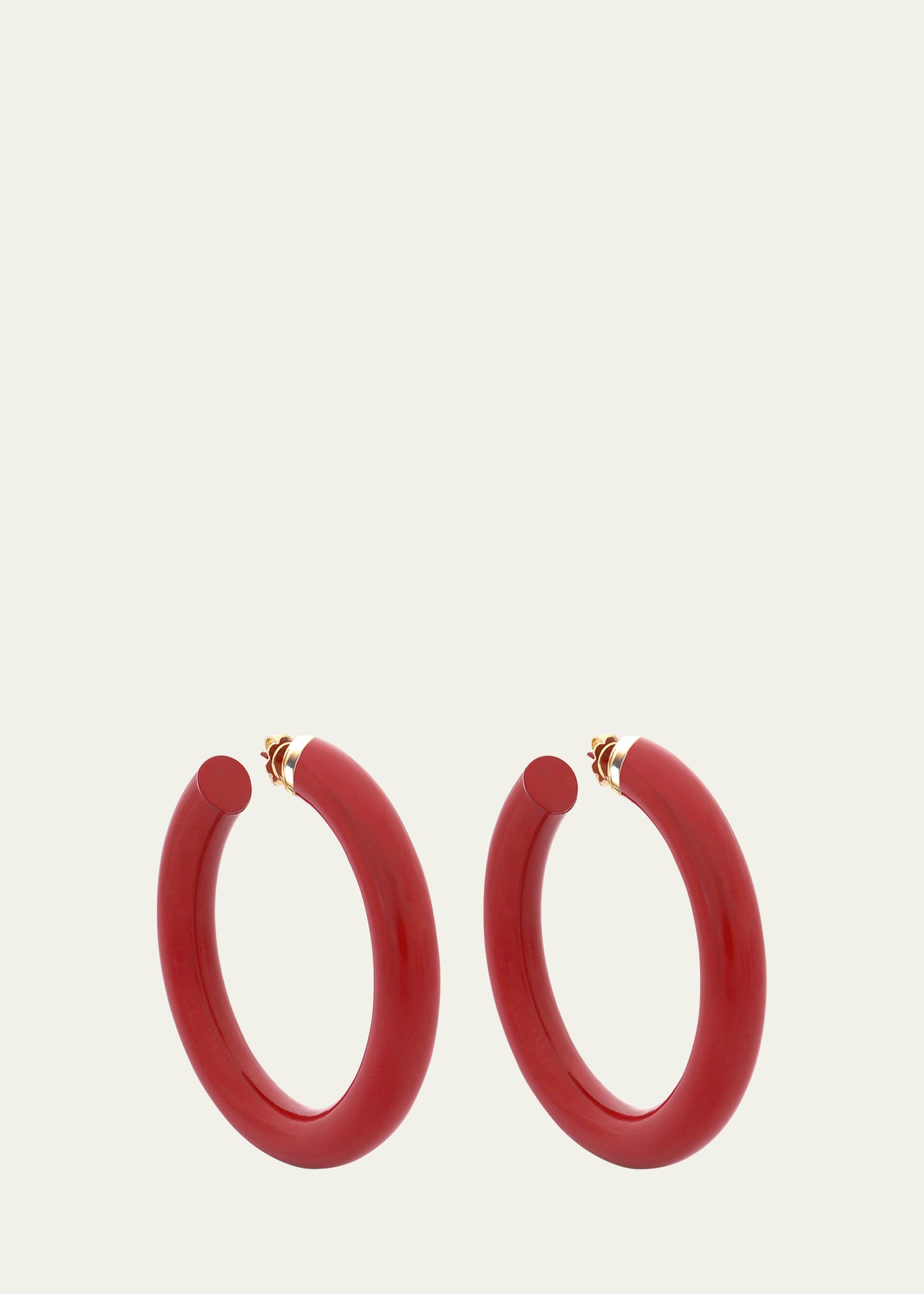 Barbarella Red Ceramic Hoop Earrings