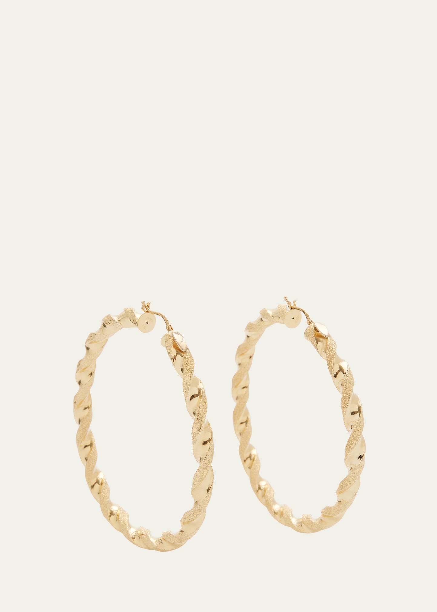18K Yellow Gold 70mm Twisted Hoop Earrings