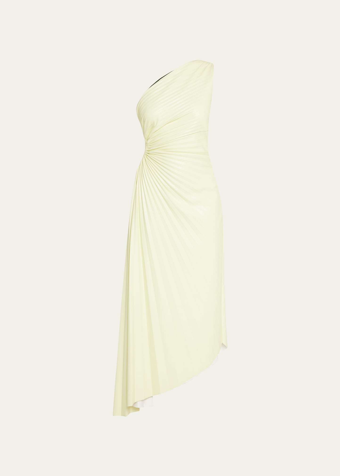 A.l.c Delfina Cut-out Pleated Midi Dress In Canary