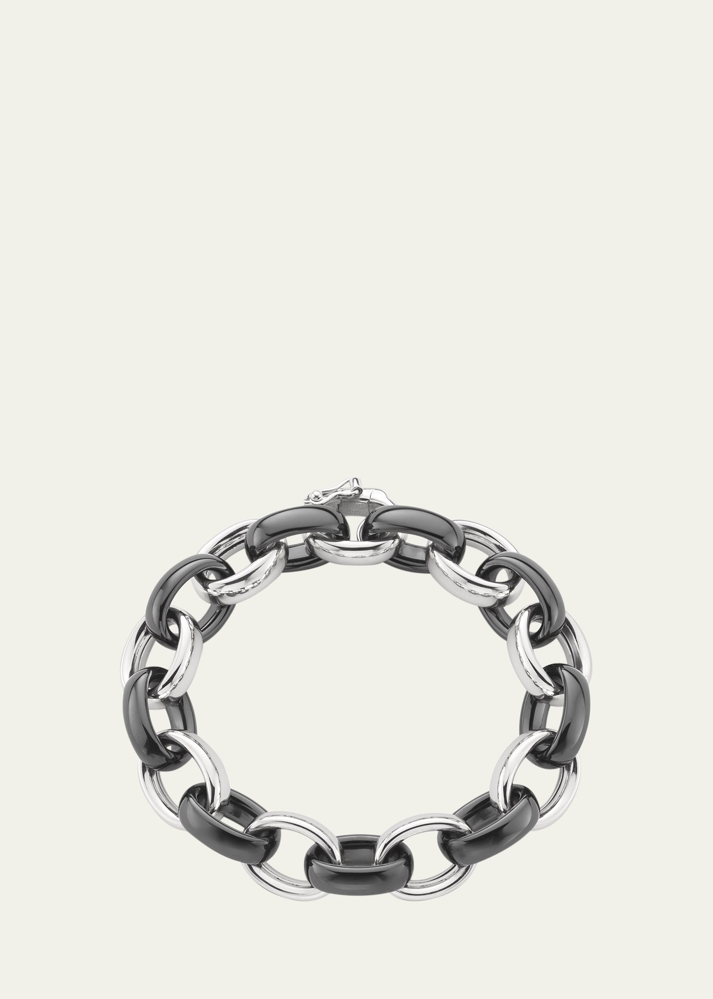 The Marilyn Sterling Silver and Black Ceramic Link Bracelet
