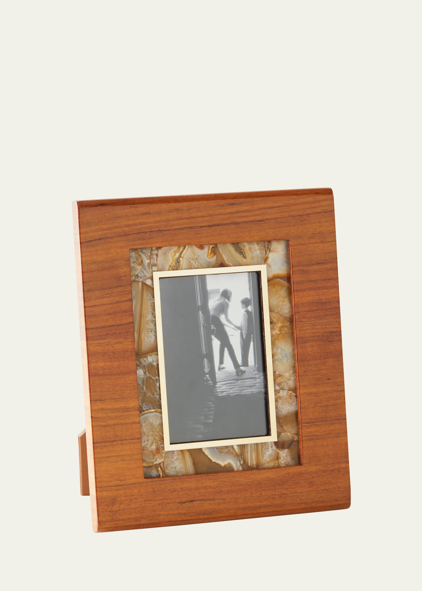 Wood Photo Frame W/ Golden Border, 5x7