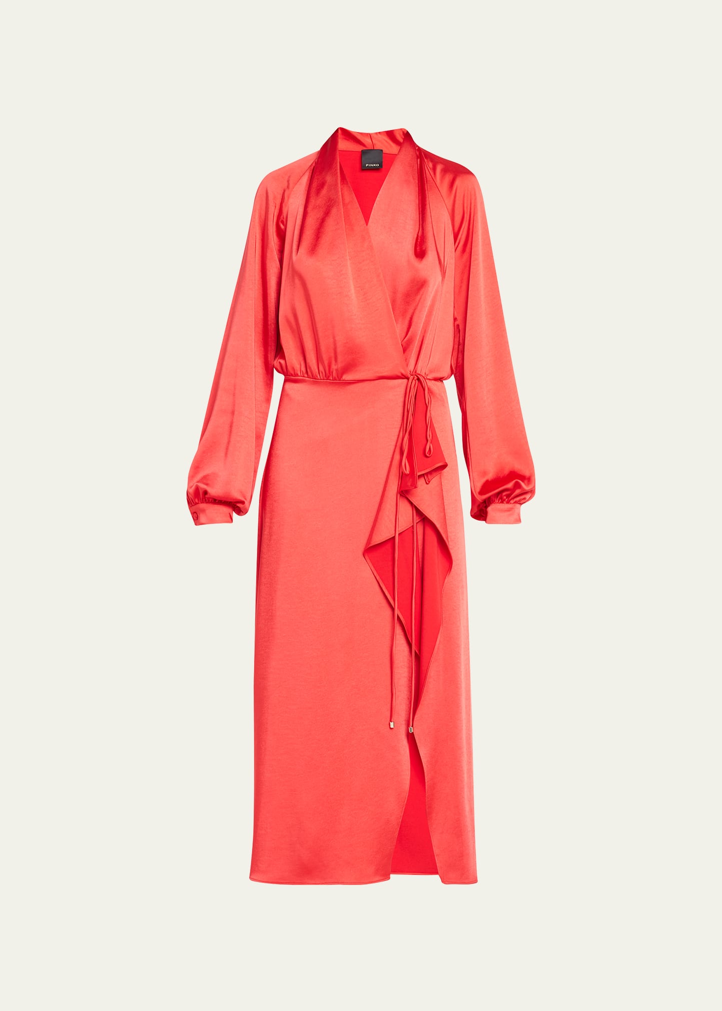 Pinko Los Terales Faux-wrap Satin Midi Dress In Formula 1