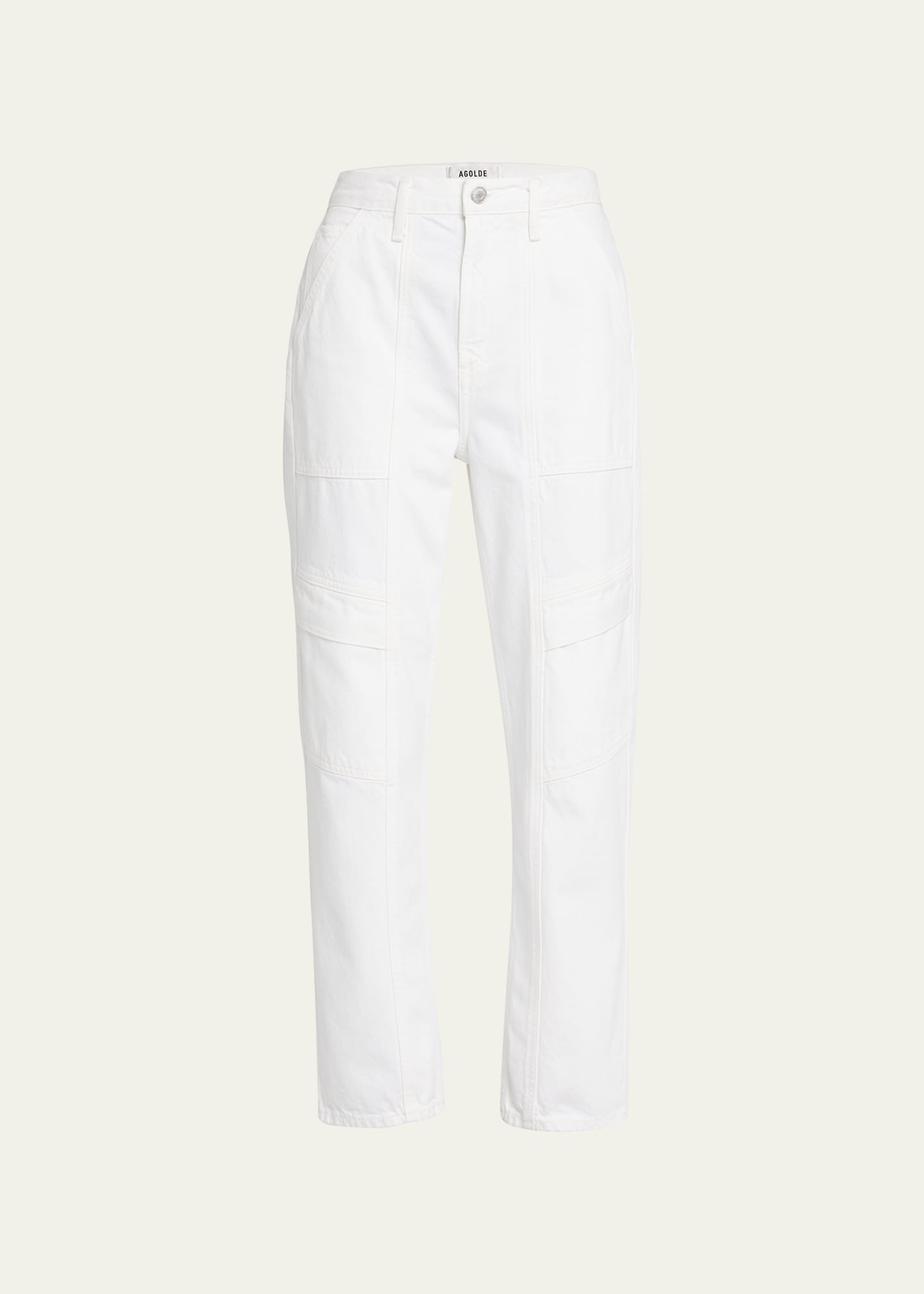 Shop Agolde Cooper Relaxed Straight Cargo Jeans In Milkshake