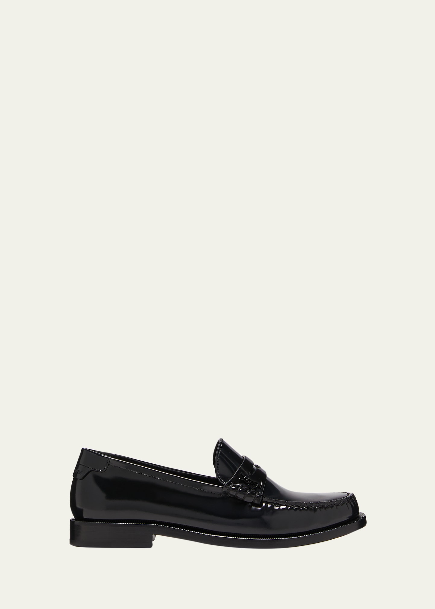 Shop Saint Laurent Patent Leather Penny Loafers In Nero