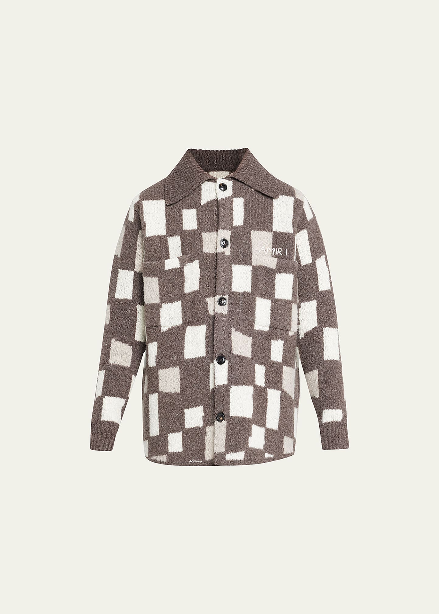 Men's Checkered Button-Down Sweater