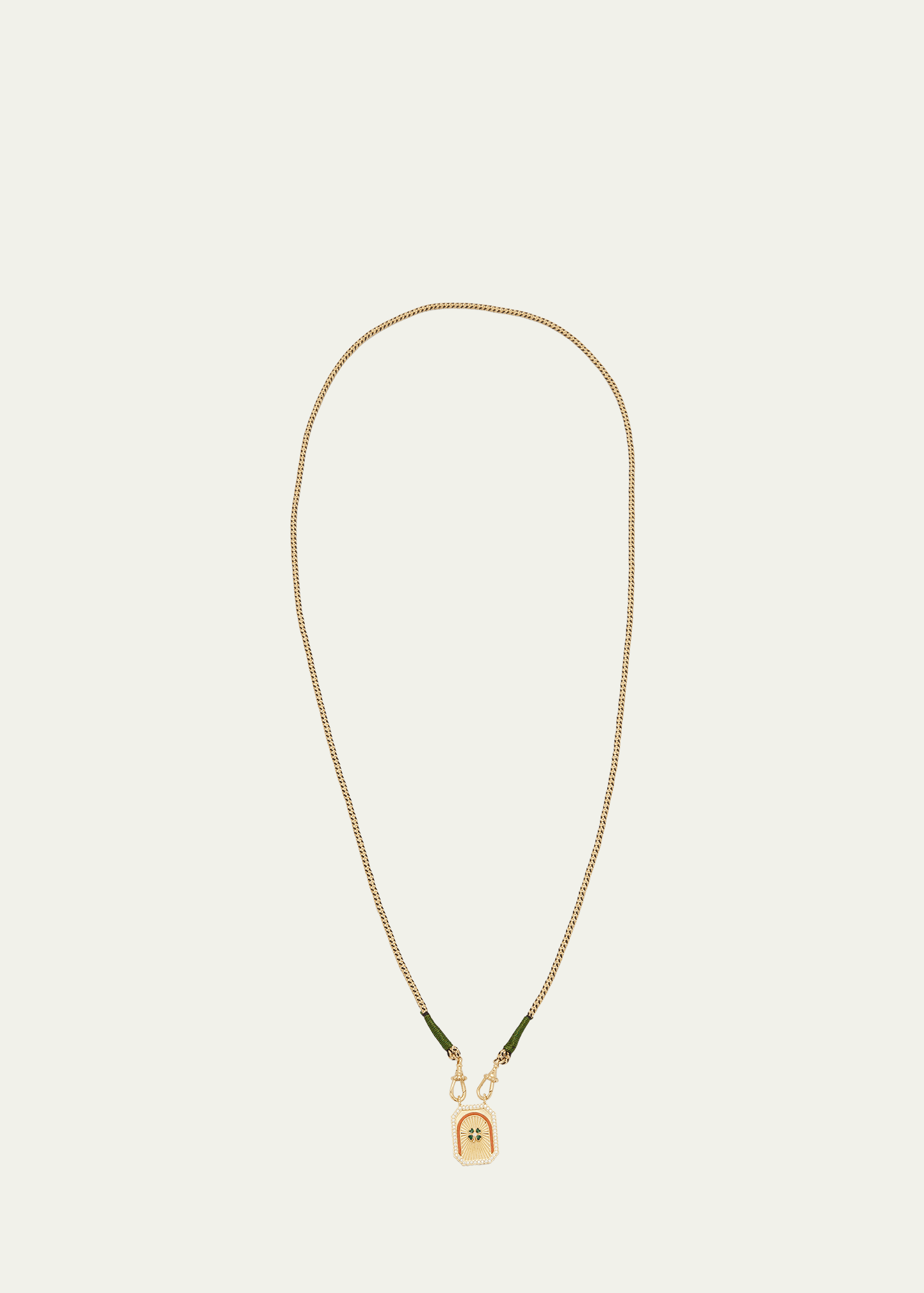 Marie Lichtenberg 18k Rathi Link Chain Necklace with Mini Clover Pendant