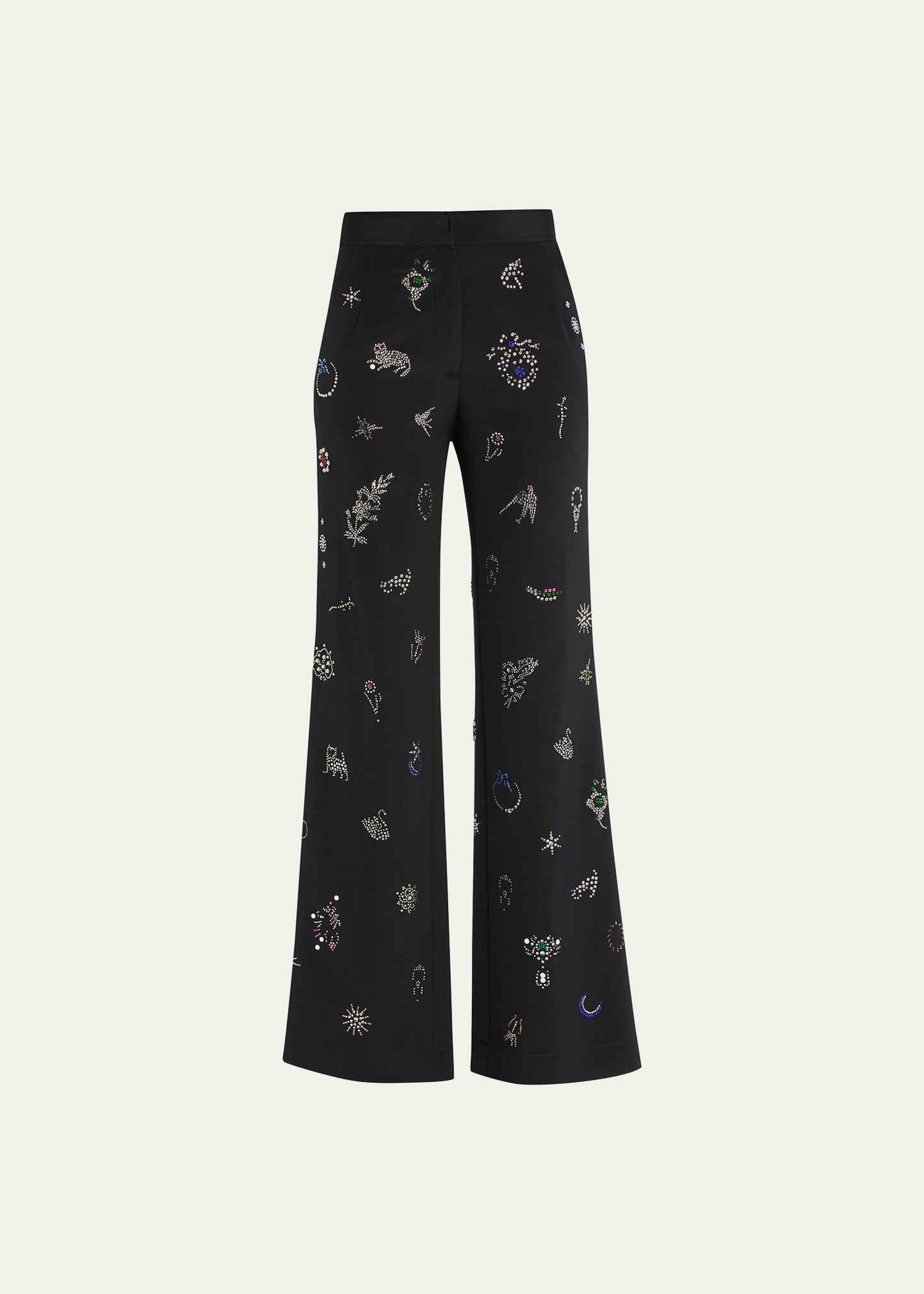 Victorian Pins Embellished Wide-Leg Trousers