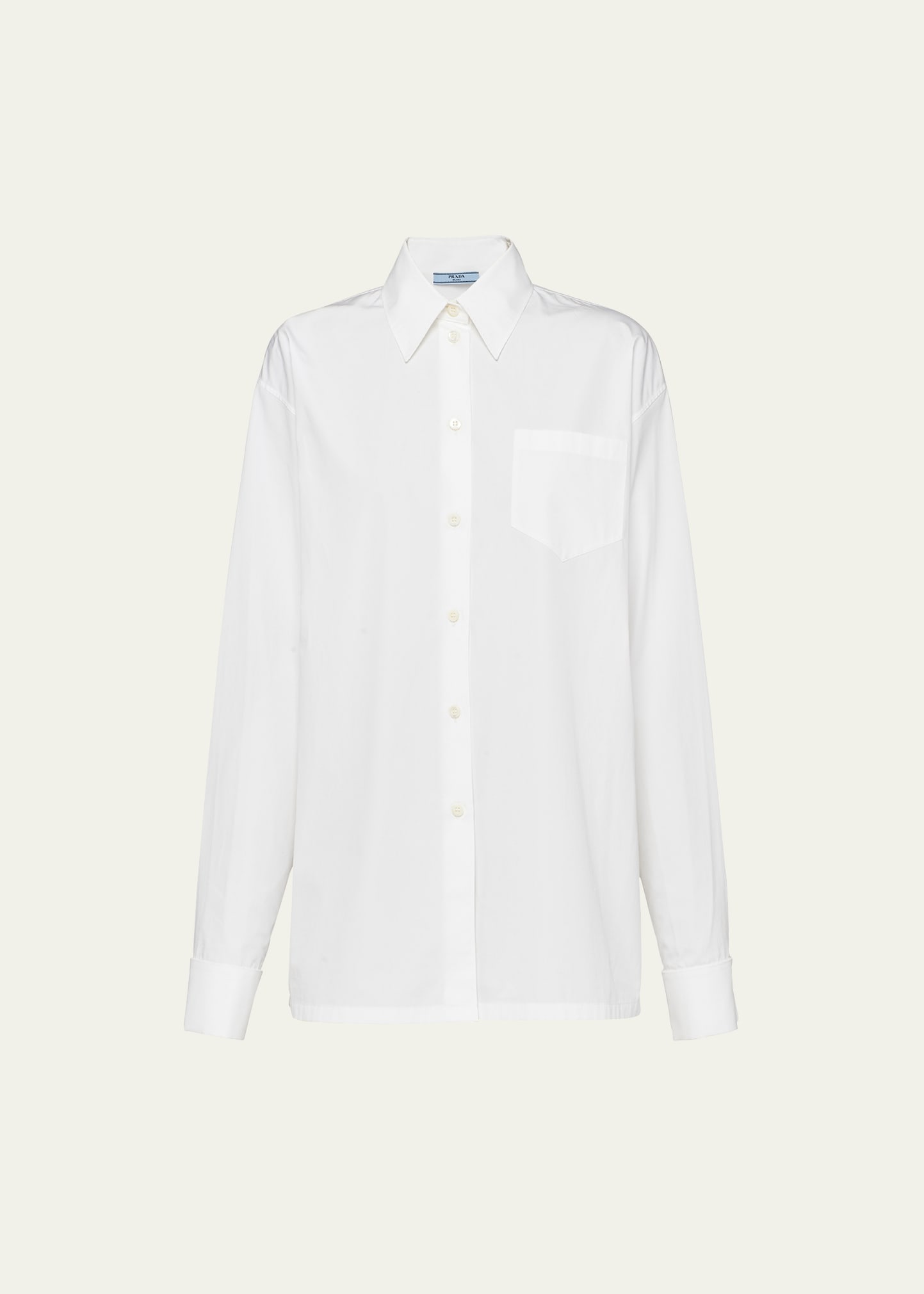 Prada Poplin Ave Cufflink Blouse In F0009 Bianco