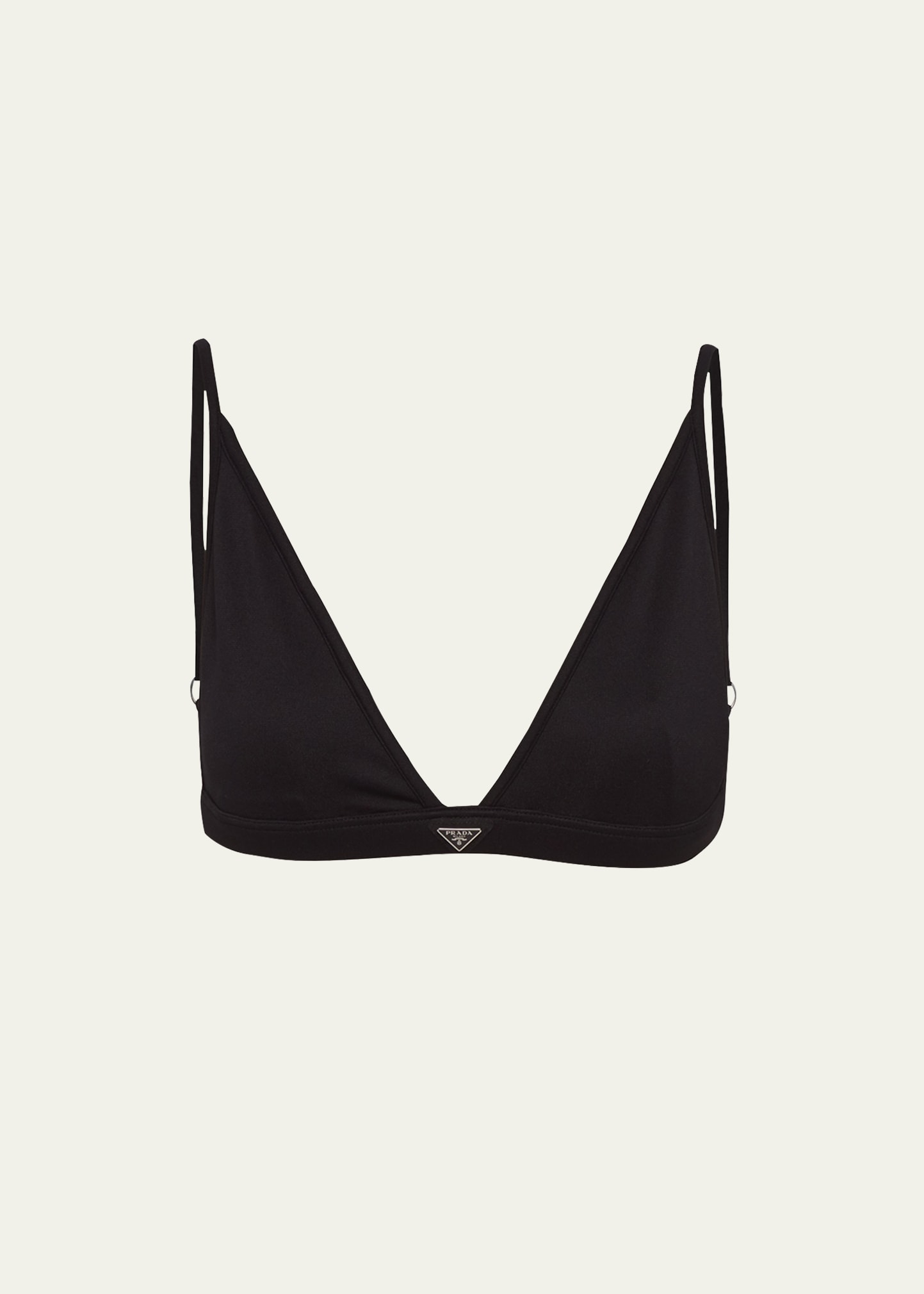 Prada Triangle-logo Bralette Top In F0002 Nero