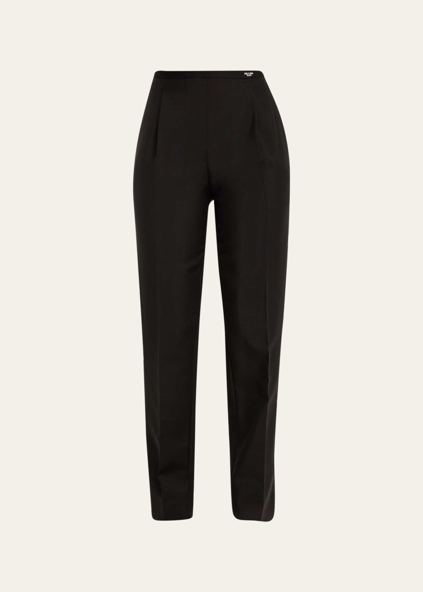 Prada Kid Mohair Logo Tapered Trousers In F0002 Nero