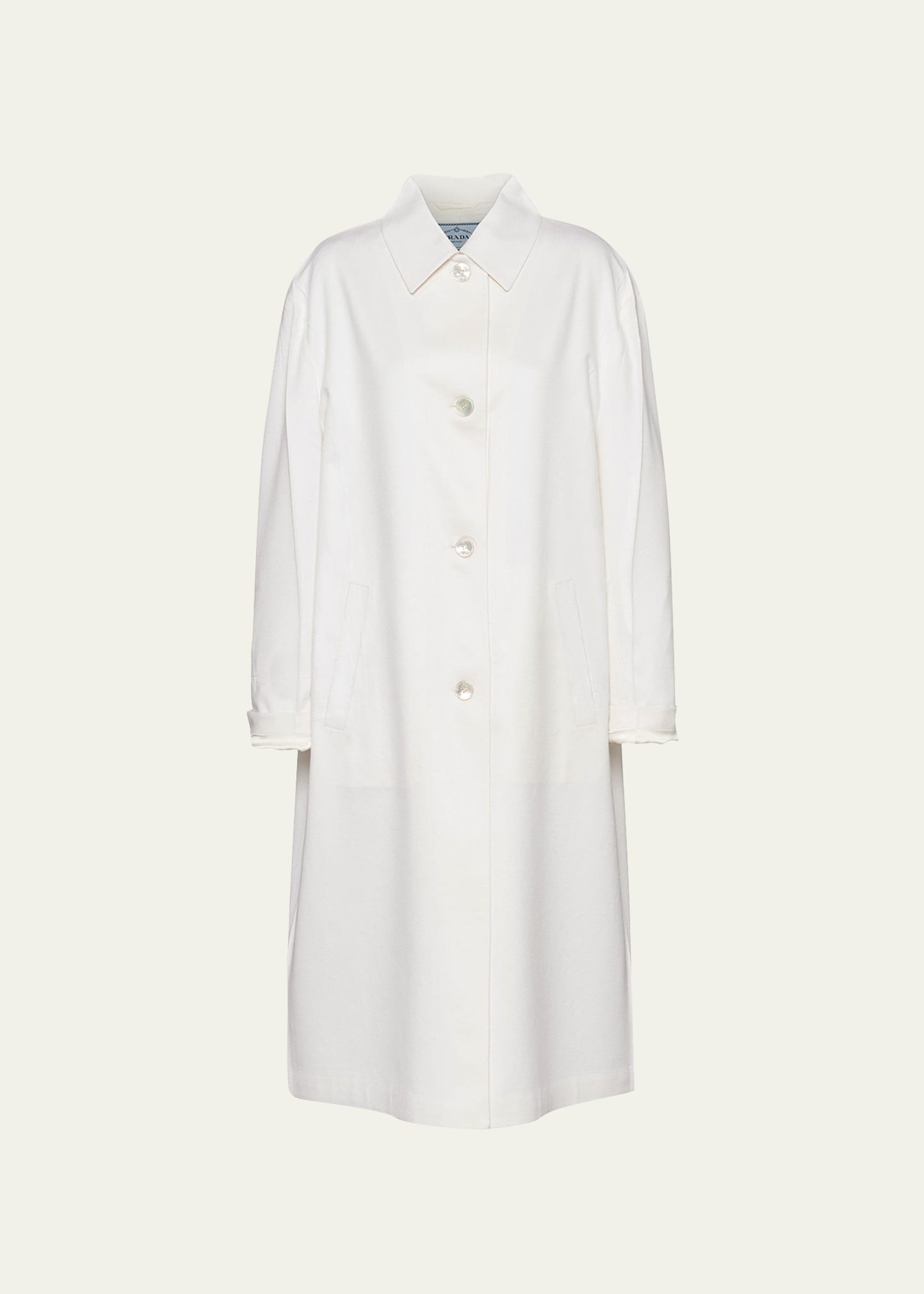 Prada Single-breasted Cashmere Coat In White
