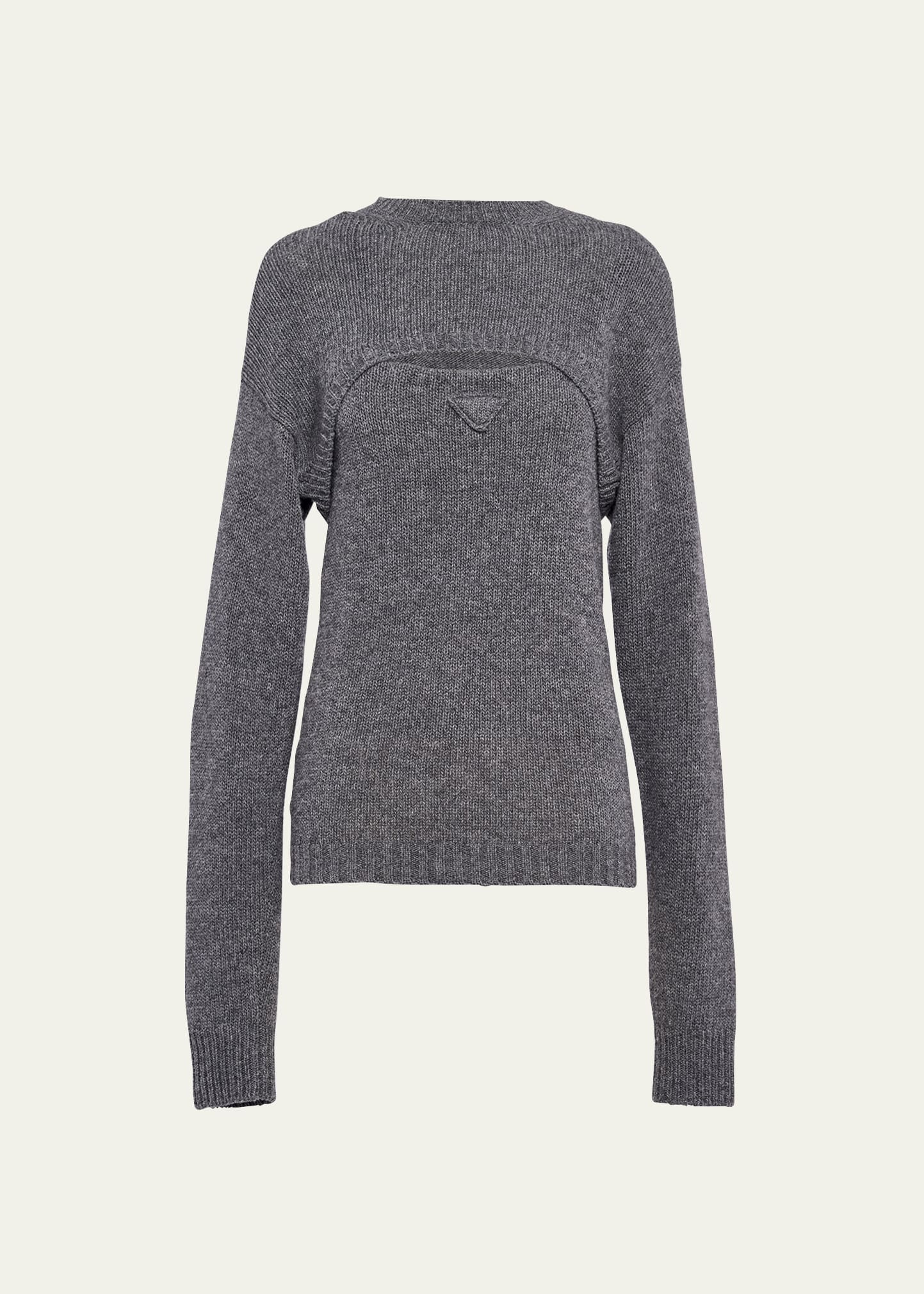 Prada Removable Shrug Cashmere Top In Grey