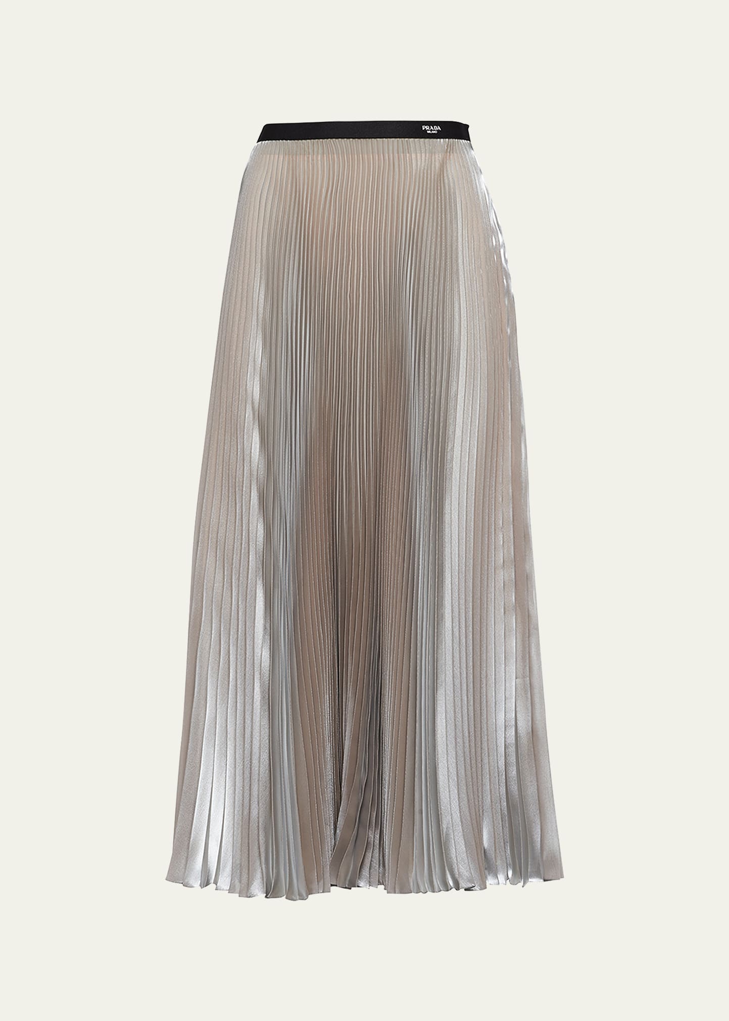 Shop Prada Voile Pleated Midi Skirt In F063 Hematite