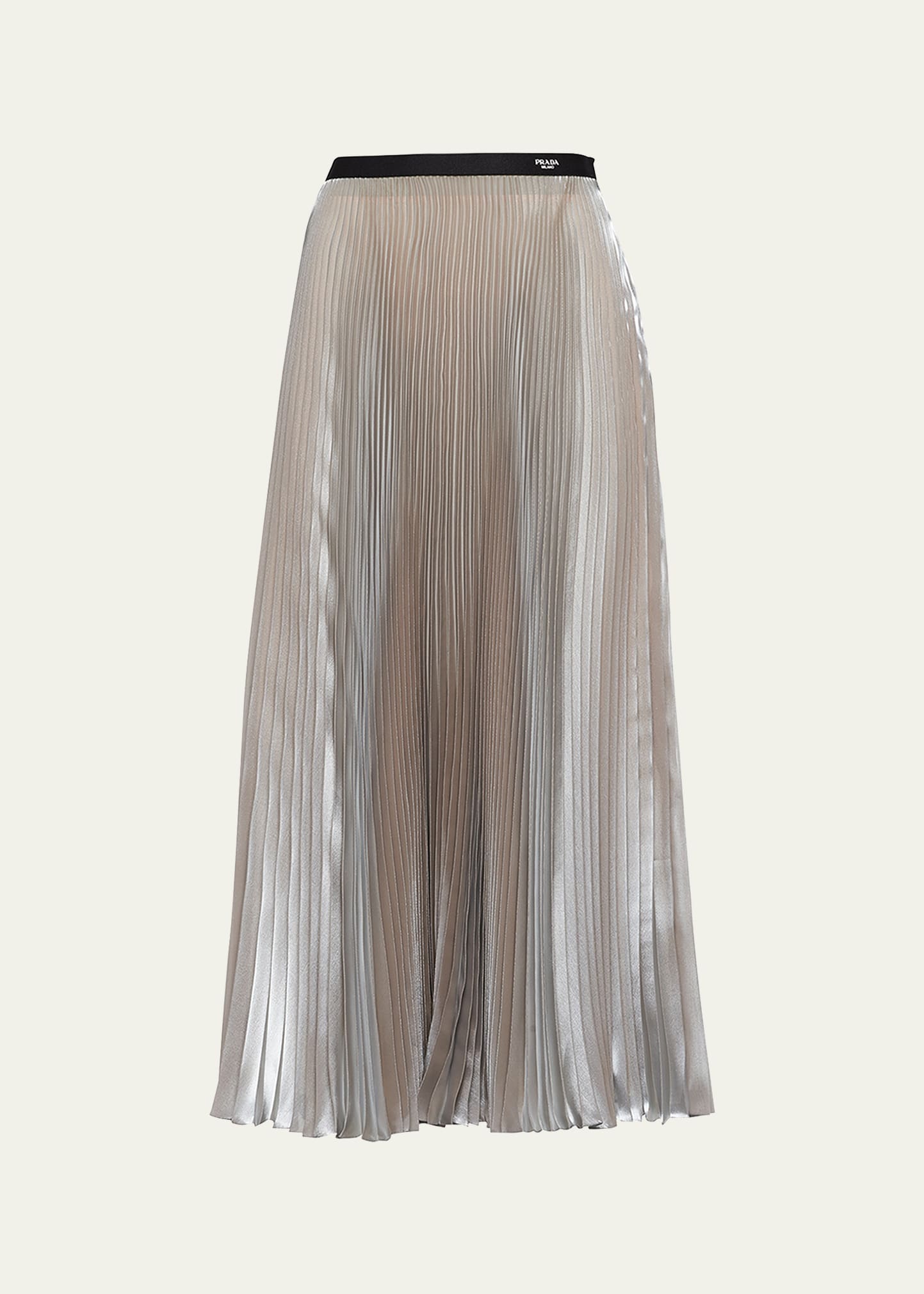 Prada Technical Voile Pleated Midi-skirt In F063 Hematite