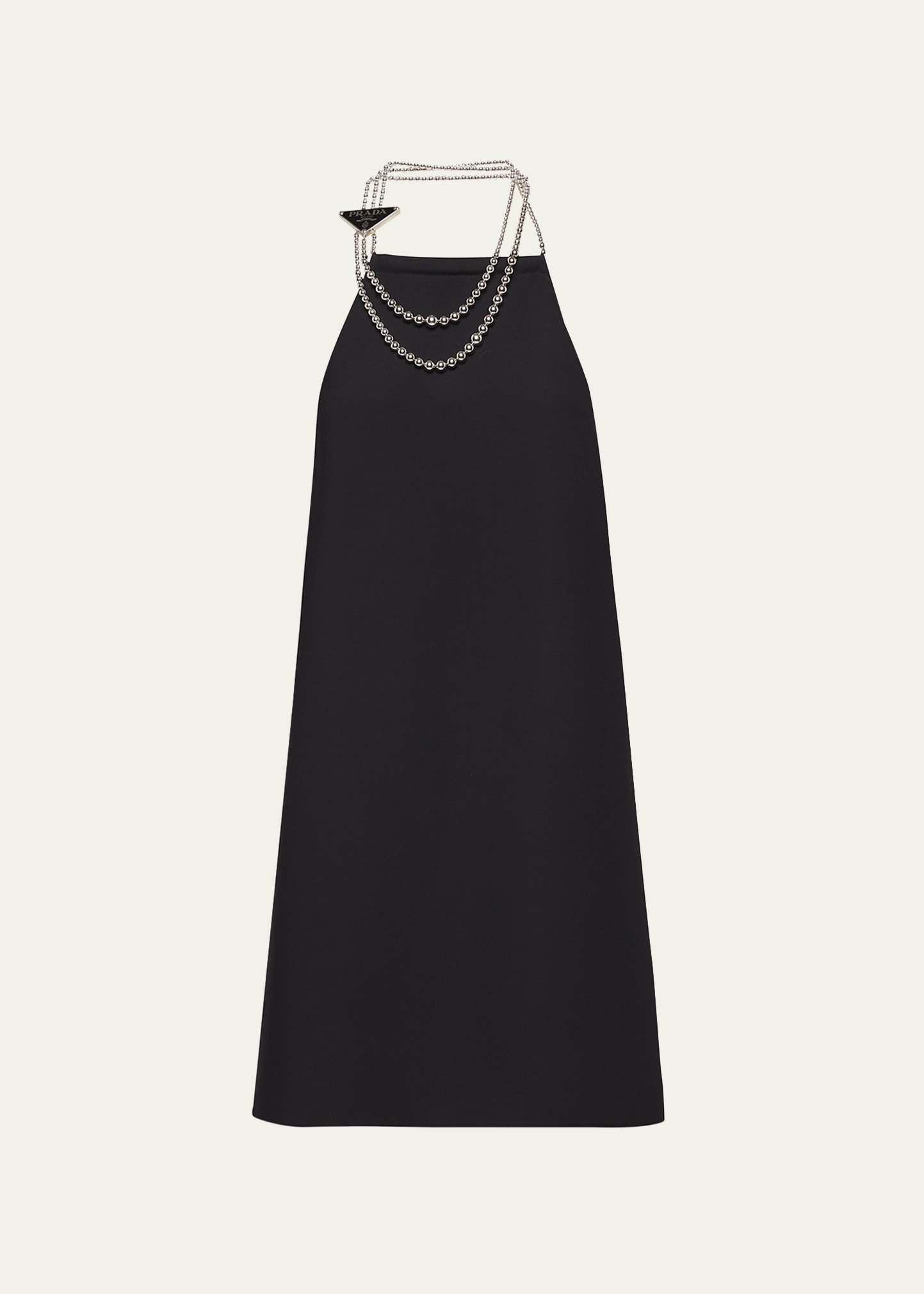 Prada Halter-chain Cady Mini Dress In F0002 Nero