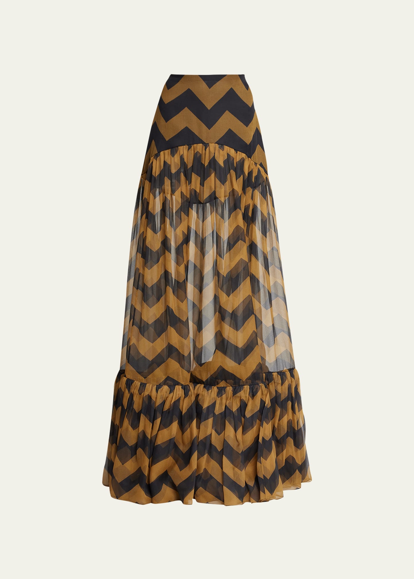 Saint Laurent Chevron Long Skirt Skirts Multicolor In Black Blac