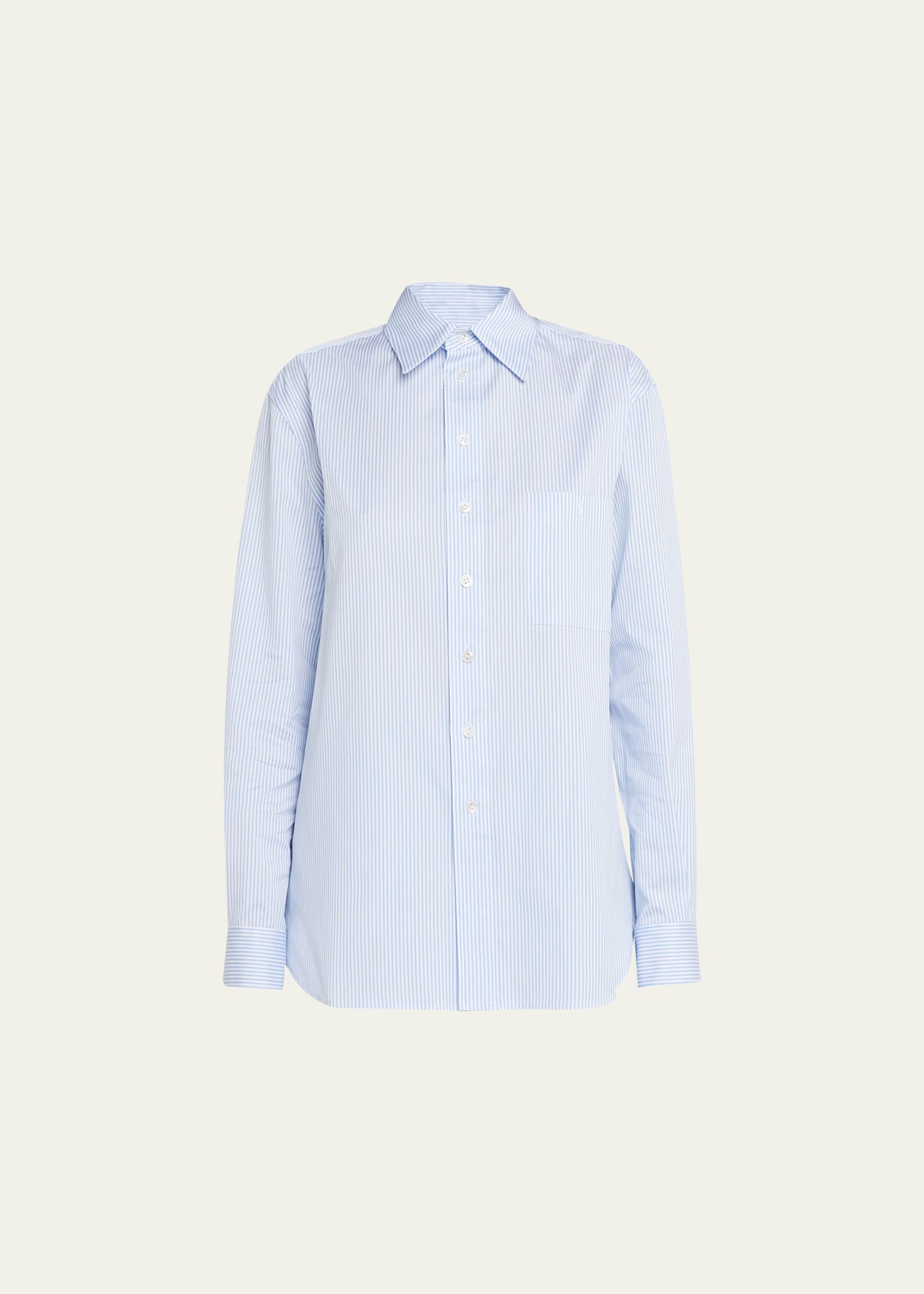 Shop Saint Laurent Striped Button Down Suiting Shirt In White Mult