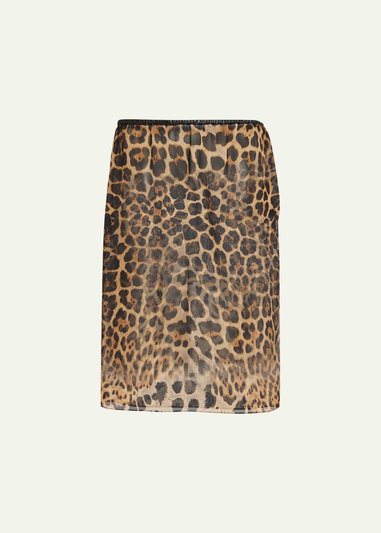 Shop Saint Laurent Sheer Overlay Leopard-print Skirt In Natleopar