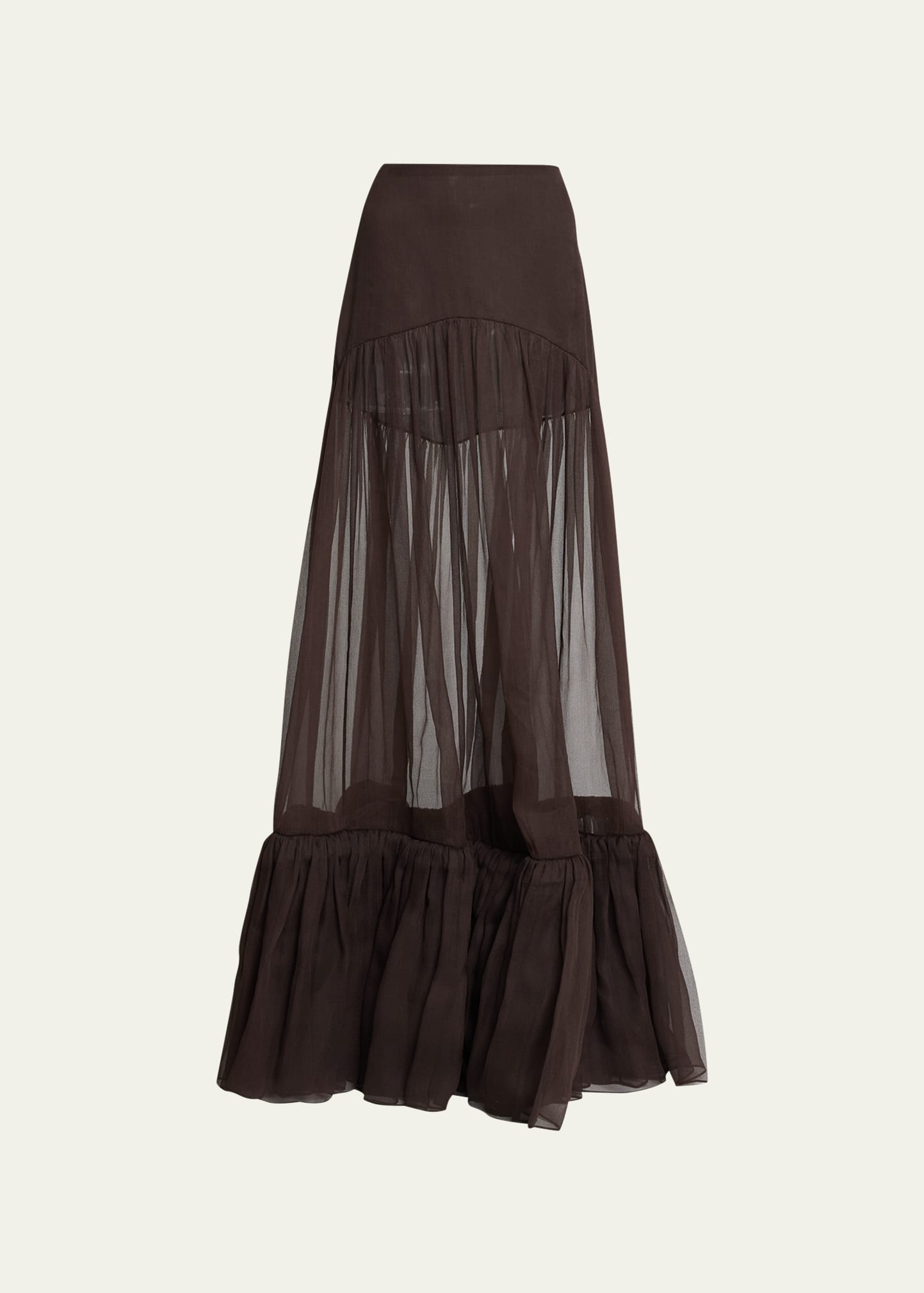 Saint Laurent High-waisted Maxi Skirt In Dkbrown