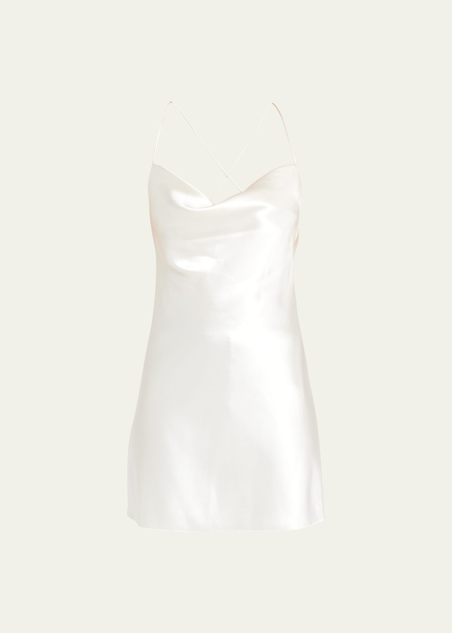 Saint Laurent Silk Cowl-neck Mini Dress In Off White