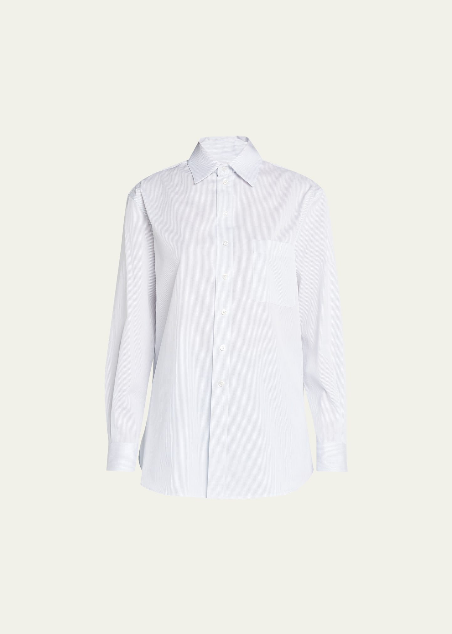 Saint Laurent Stripe Button-down Suiting Shirt In White Mult