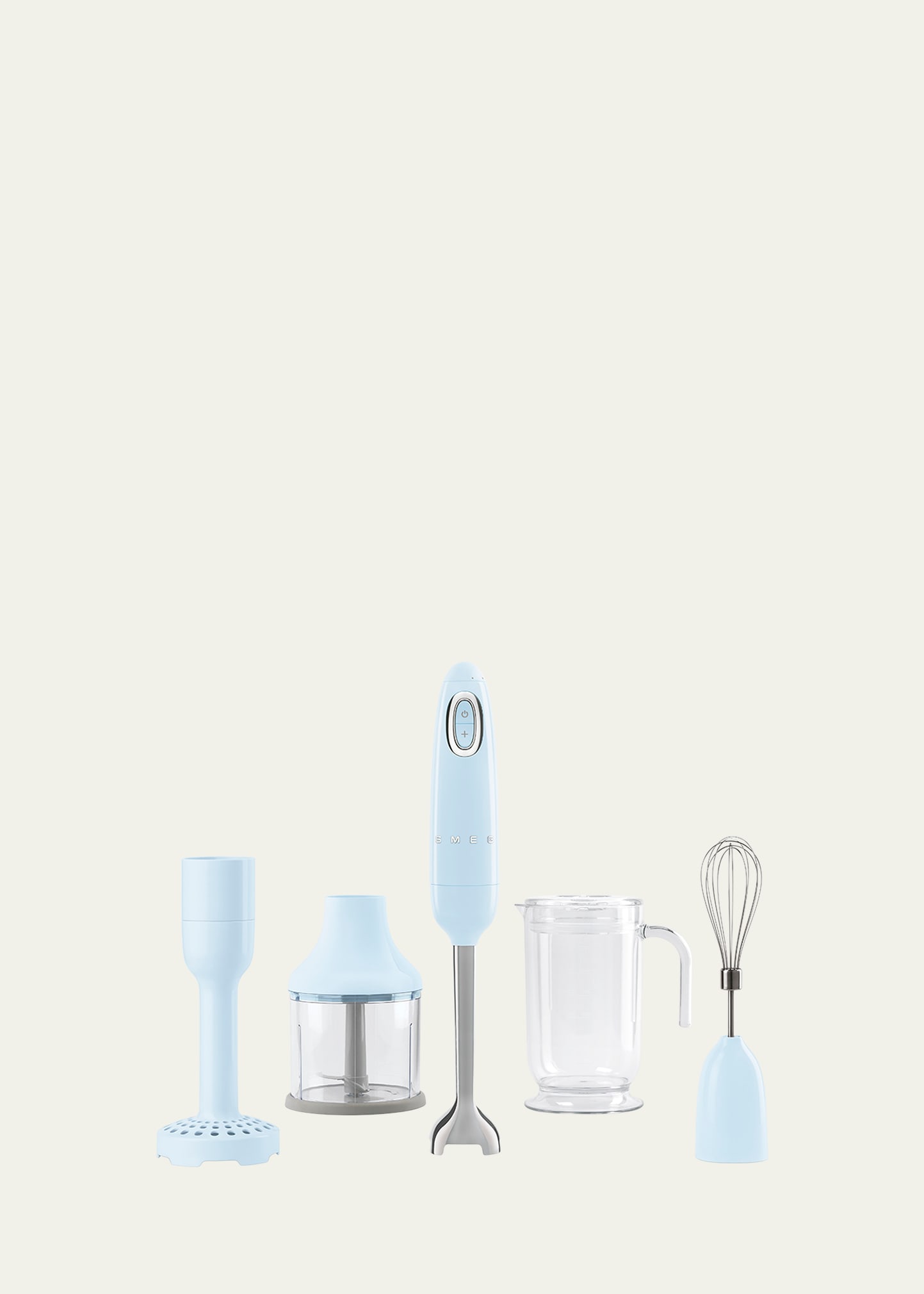 Smeg Hand Blender Hbf22 With Accessories - Black In Pastel Blue
