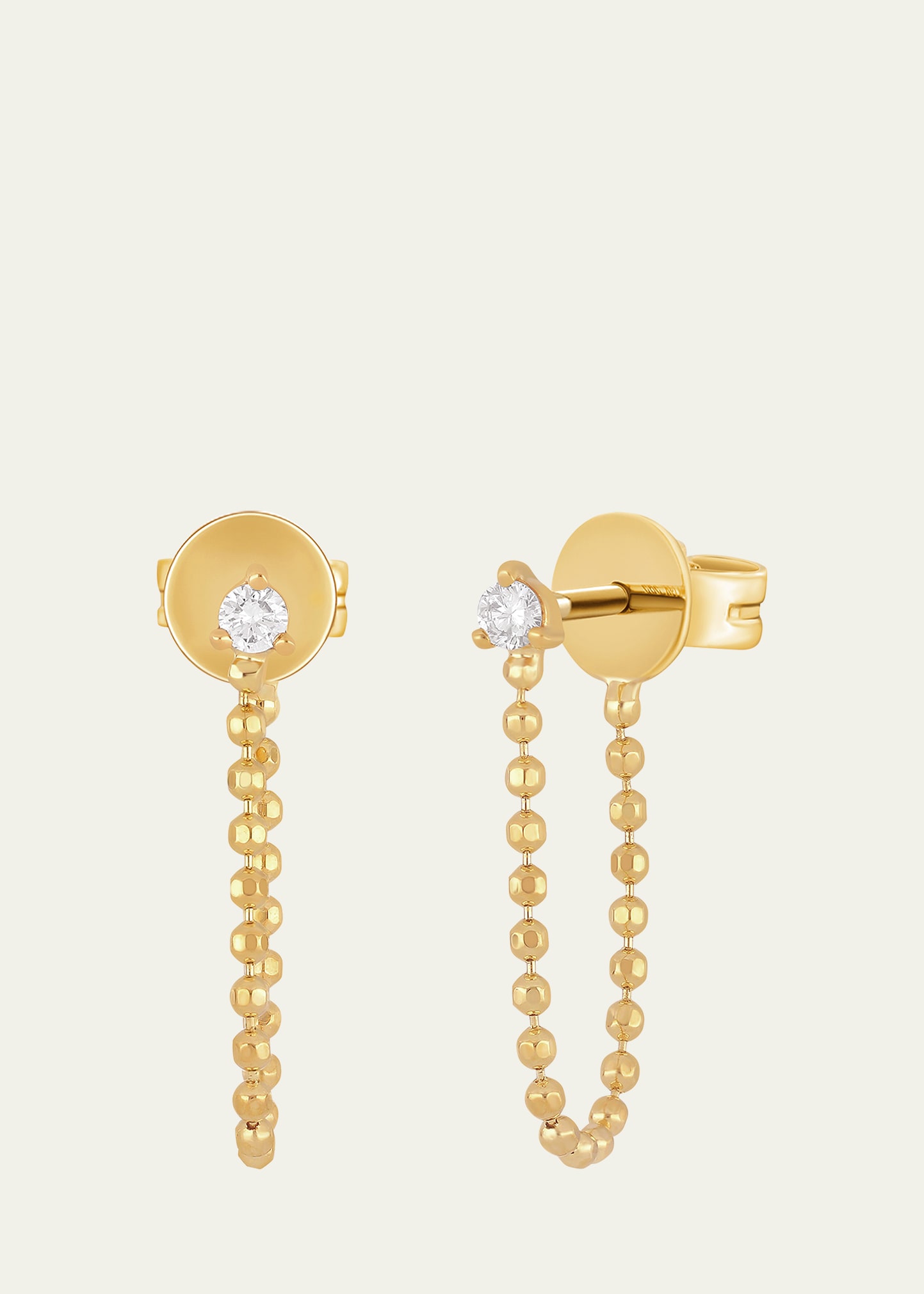 14K Yellow Gold Ball Chain Earrings with Diamonds
