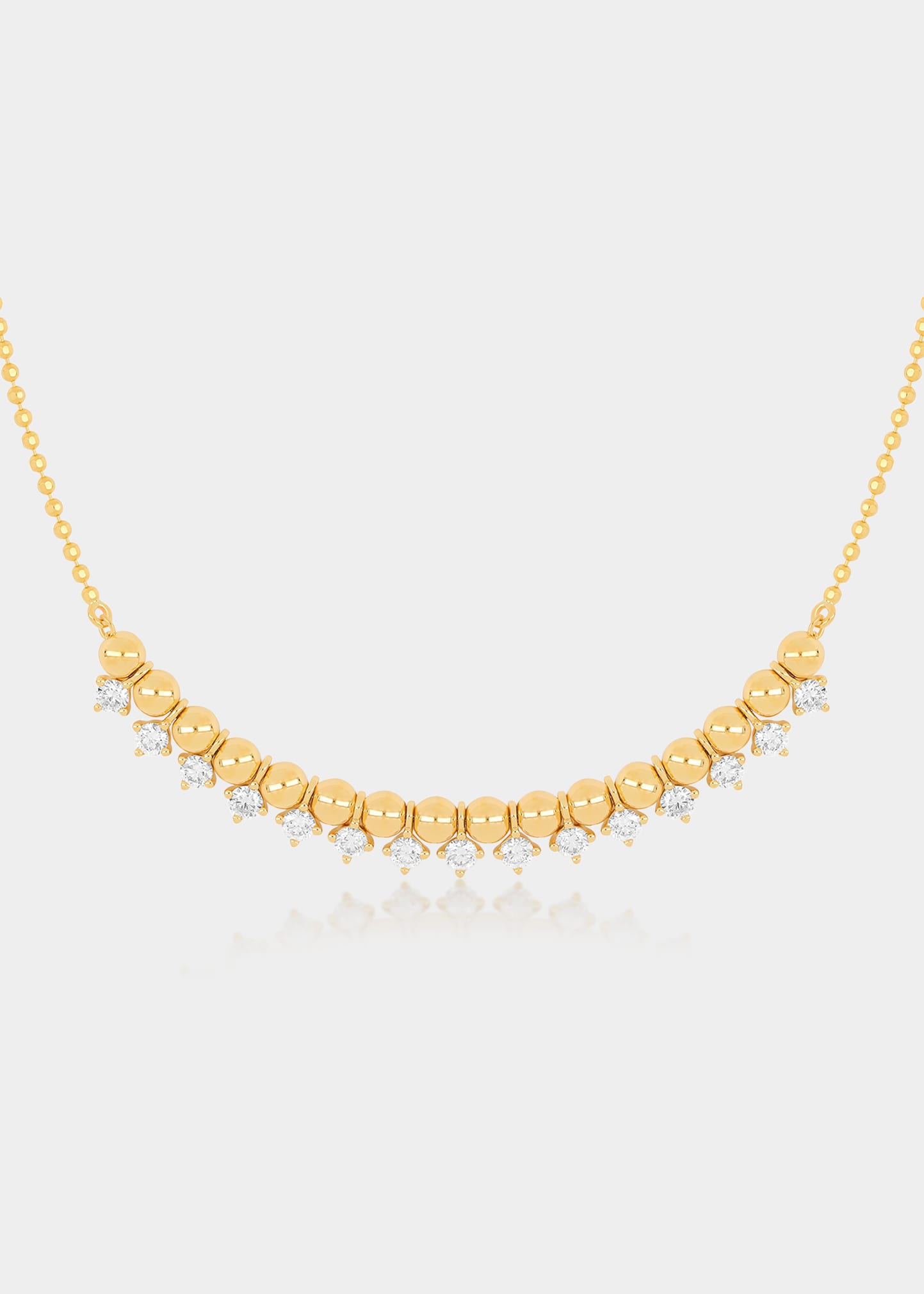 14K Yellow Gold Diamond Ball Chain Necklace