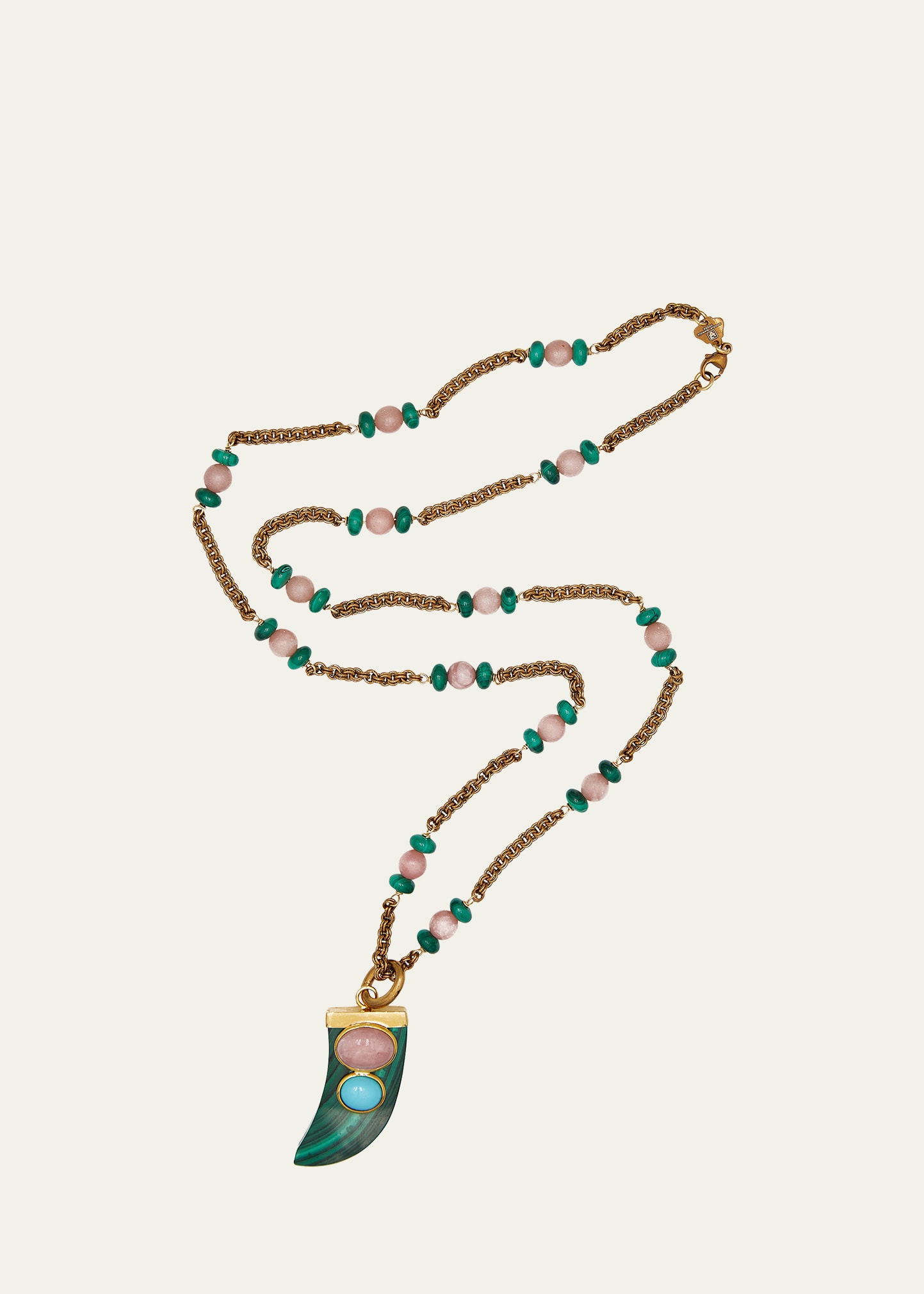 Grazia And Marica Vozza Lucky Charm Necklace With Malachite, Rhodonite And Turquoise Resin In Multi