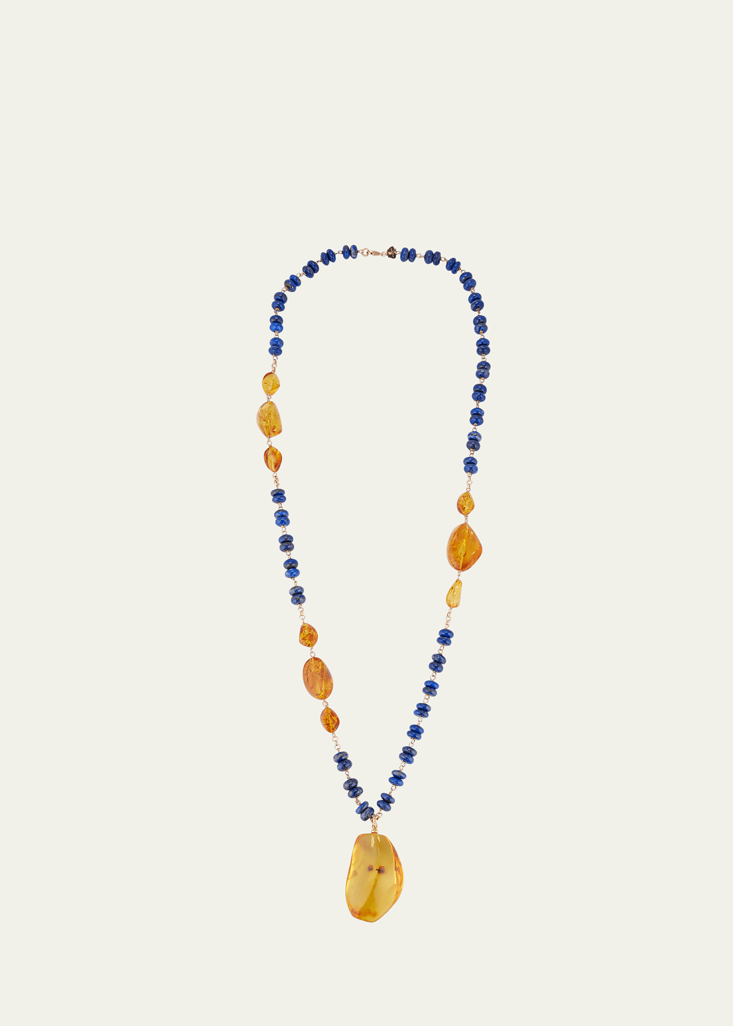 Grazia And Marica Vozza Rosary Necklace With Amber And Lapis Lazuli In Multi