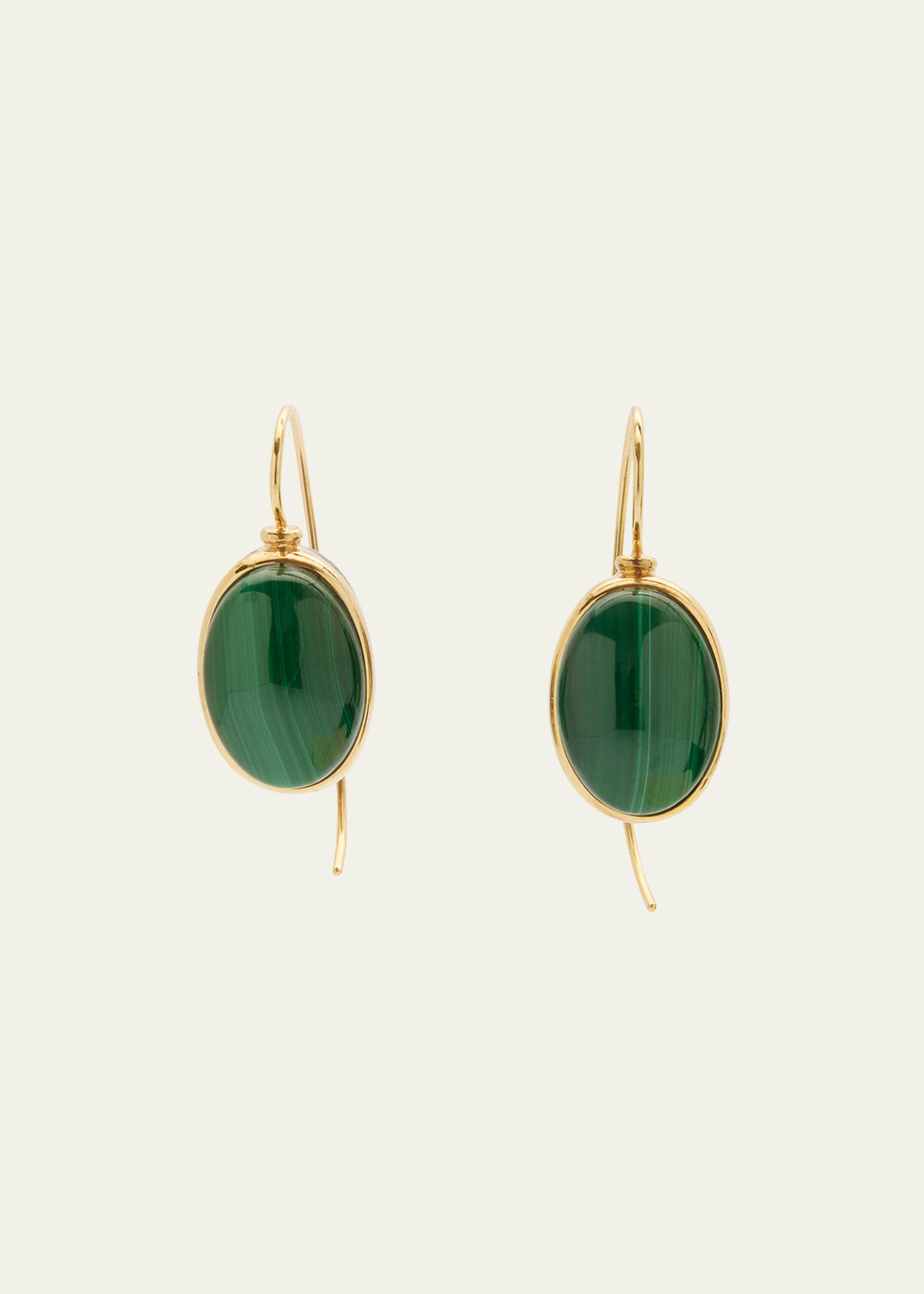 Grazia And Marica Vozza 18k Yellow Gold Hook Earrings With Malachite In Yg