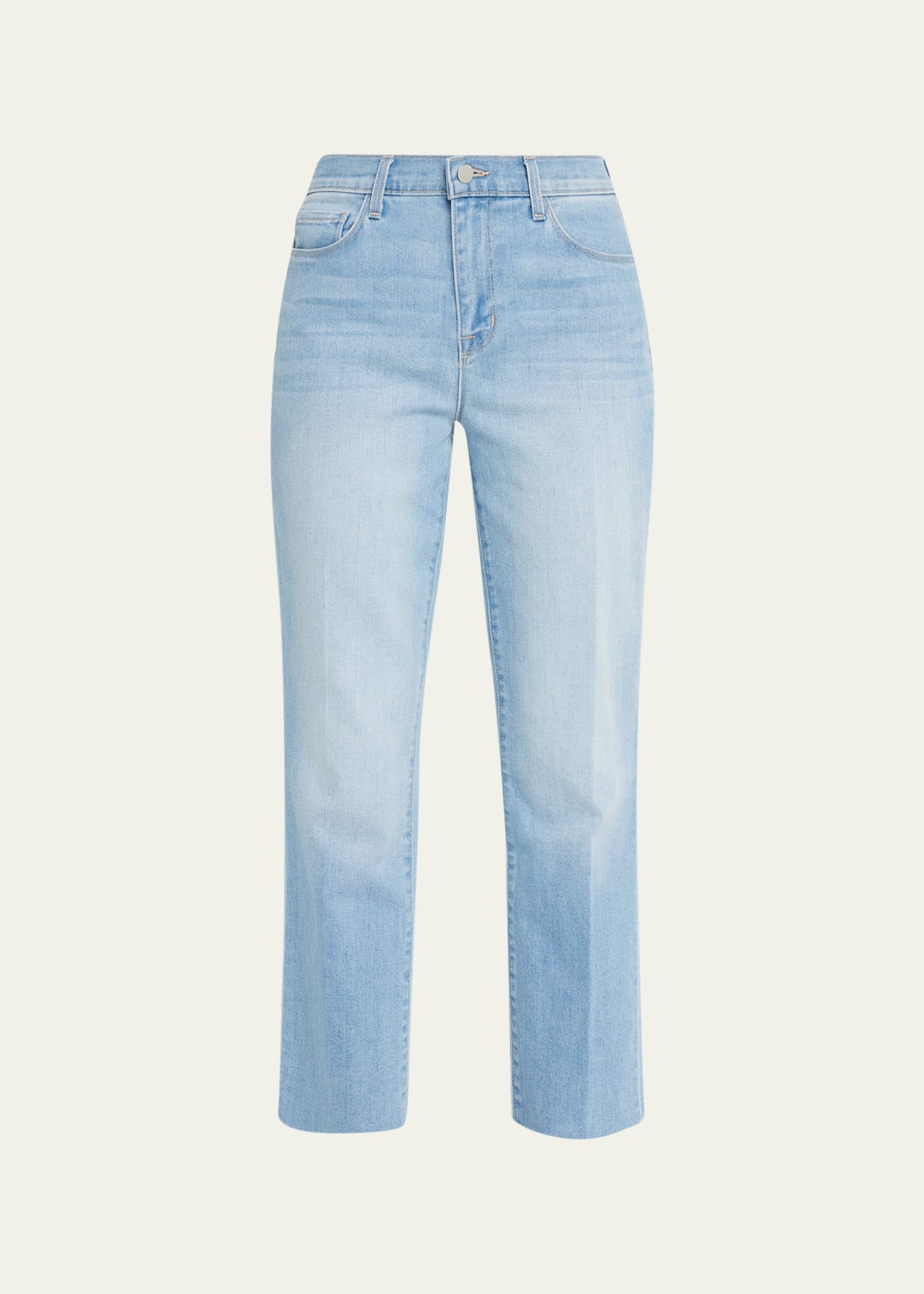 L Agence Sada Frayed Cropped High-rise Slim-leg Jeans In Omaha